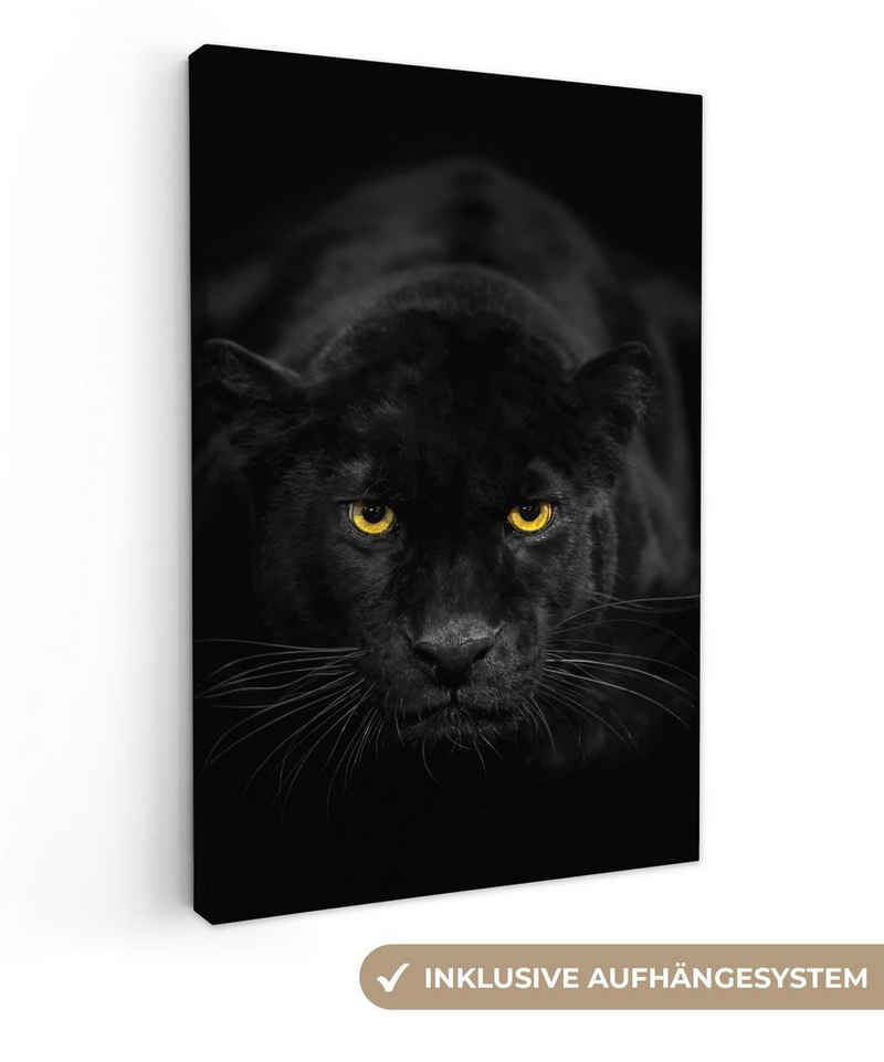 OneMillionCanvasses® Leinwandbild Panther - Tiere - Schwarz - Augen, Panther (1 St), Leinwandbild fertig bespannt inkl. Zackenaufhänger, Gemälde, 20x30 cm