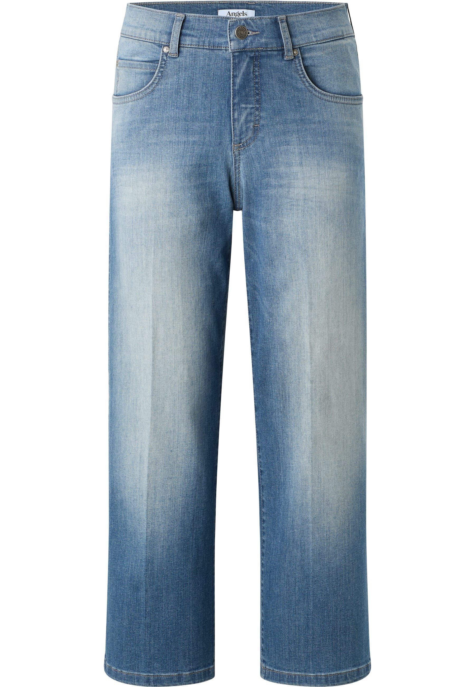 mit Jeans ANGELS blau Organic Straight-Jeans Linn Reißverschluss Mit Cotton