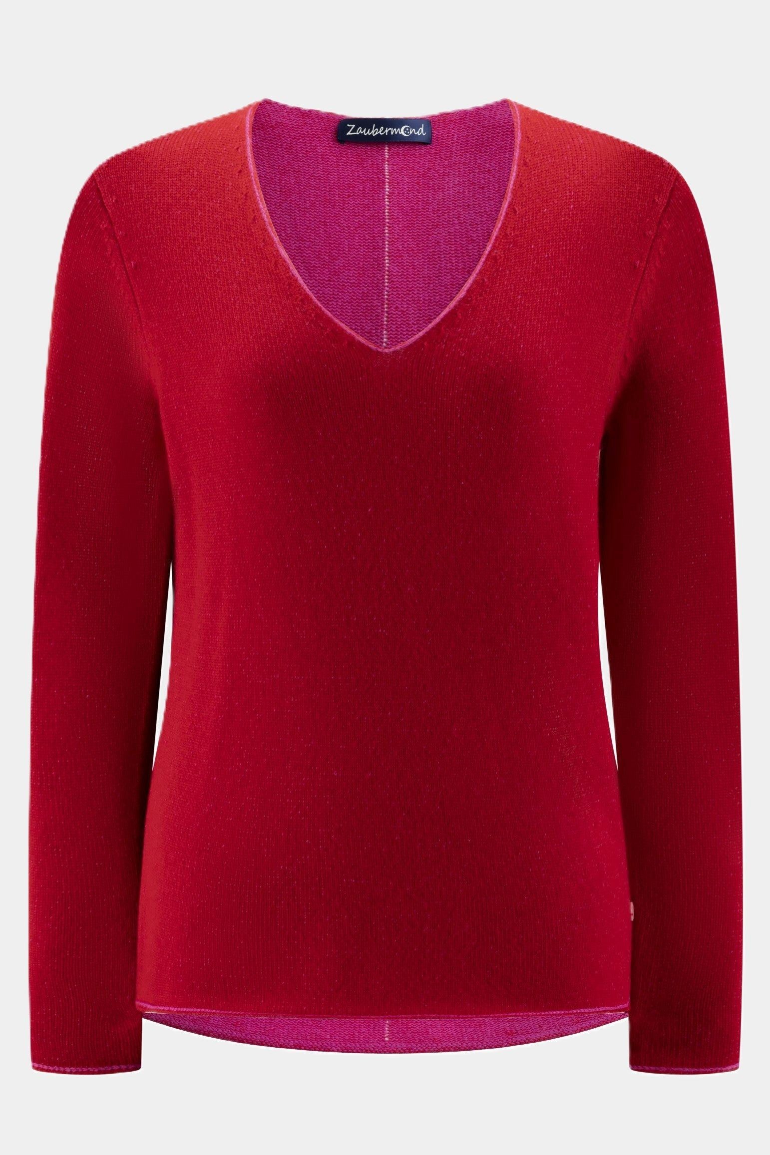 Zaubermond Strickpullover Zaubermond Strickpullover mit Kontrastdetails LIPSTICK RED