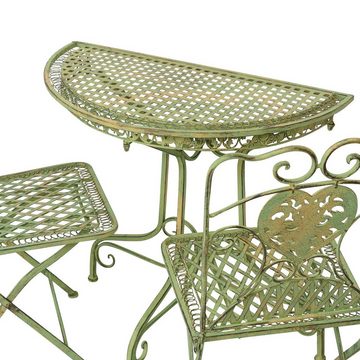 Aubaho Balkonset Balkontisch Gartentisch und 2 Stühle halbrund Gartengarnitur grün Anti