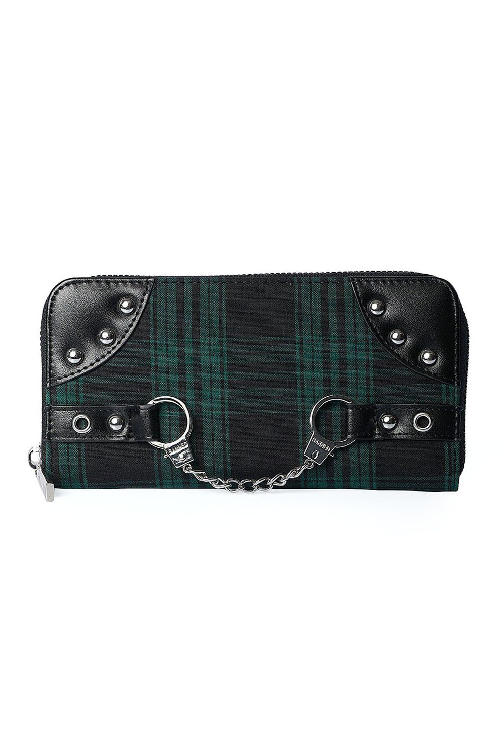 Banned Geldbörse Tartan Handcuff Grün, Handschellen Applikation