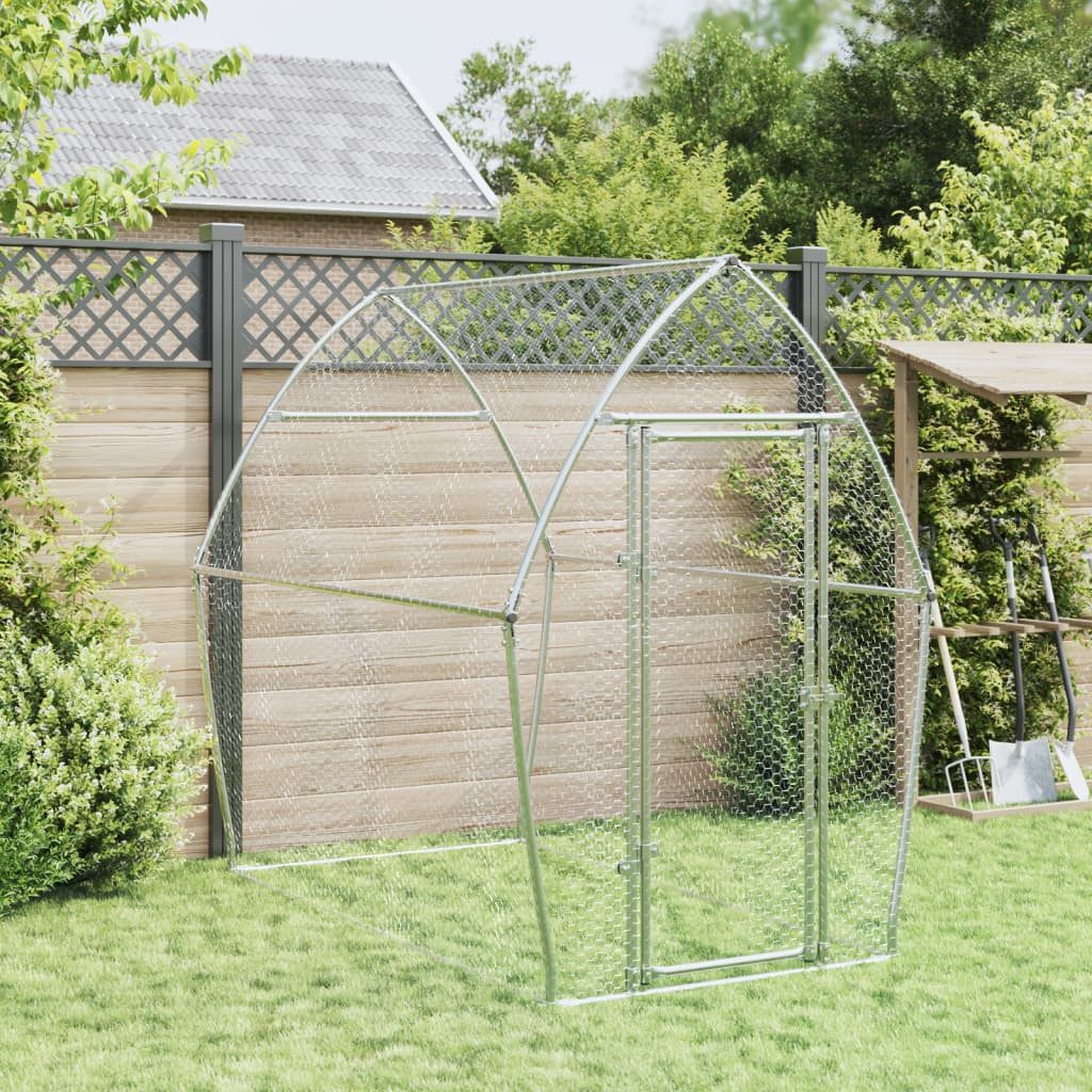 vidaXL Hühnerstall, Hühnerkäfig Silbern 200x105x182 cm Verzinkter Stahl