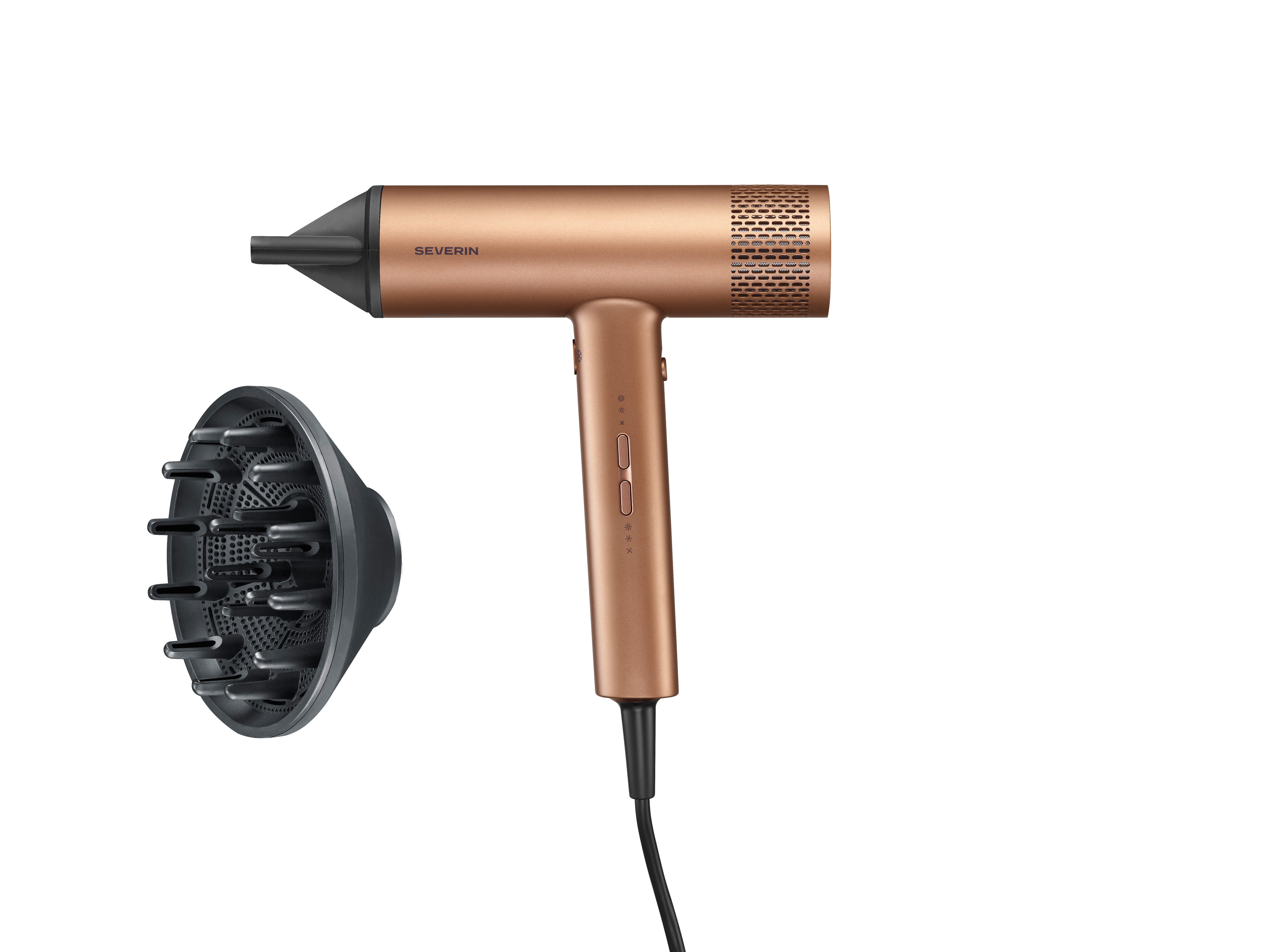 Severin Haartrockner S-Style Speed Pro, HT 0172, Ionen-Föhn mit Anti-Frizz inkl. Konzentrator & Diffusor, 2000W, bronze