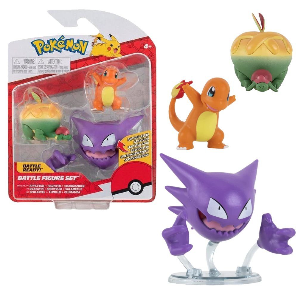 Set Action Battle Schlapfel. Figuren Pokemon zum Alpollo Spielfigur Glumanda 3er POKÉMON Sammeln & Spielfiguren