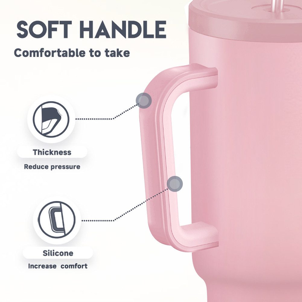 HT Thermobecher Trinkflasche mit Strohhalm 1.2L, Kühlt 11 Stunden - 34 Stunden Eisgekühlt - Kaffeebecher To Go