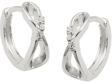 unbespielt Paar Creolen Ohrringe Unendlichkeitszeichen mit Zirkonias 925 Silber 14 x 5 mm, Silberschmuck für Damen