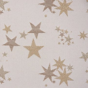 SCHÖNER LEBEN. Stoff Dekostoff Lurex Wendestoff Weihnachten Sterne beige gold 1,6m, überbreit