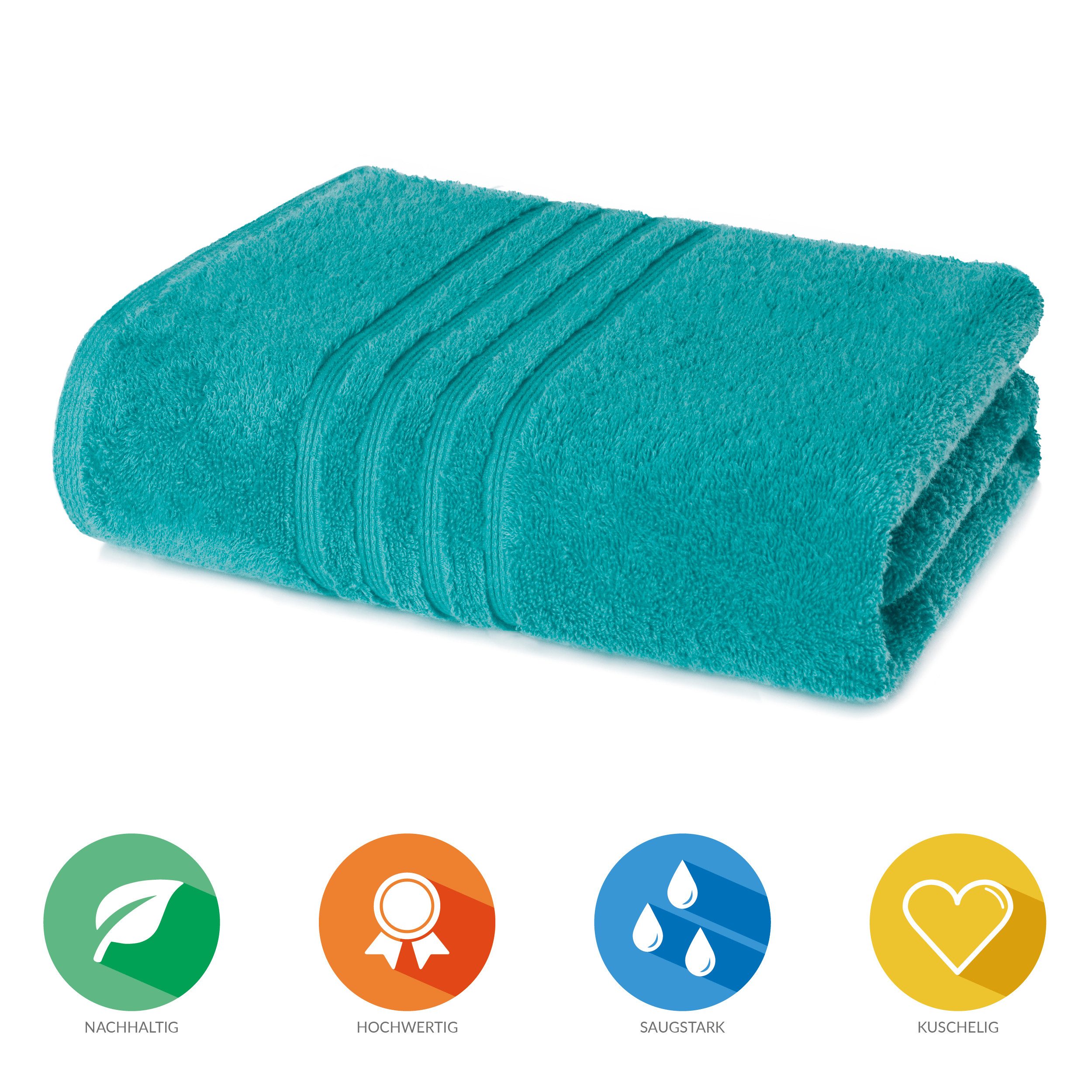 Lavea Badetuch Bali Duschtuch 100x150 cm Duschtuch 70x140 cm, Weiches Bio-Baumwollfrottee (1-St), Handtuch, GOTS-zertifiziert, extra saugstark mit 500g/m²