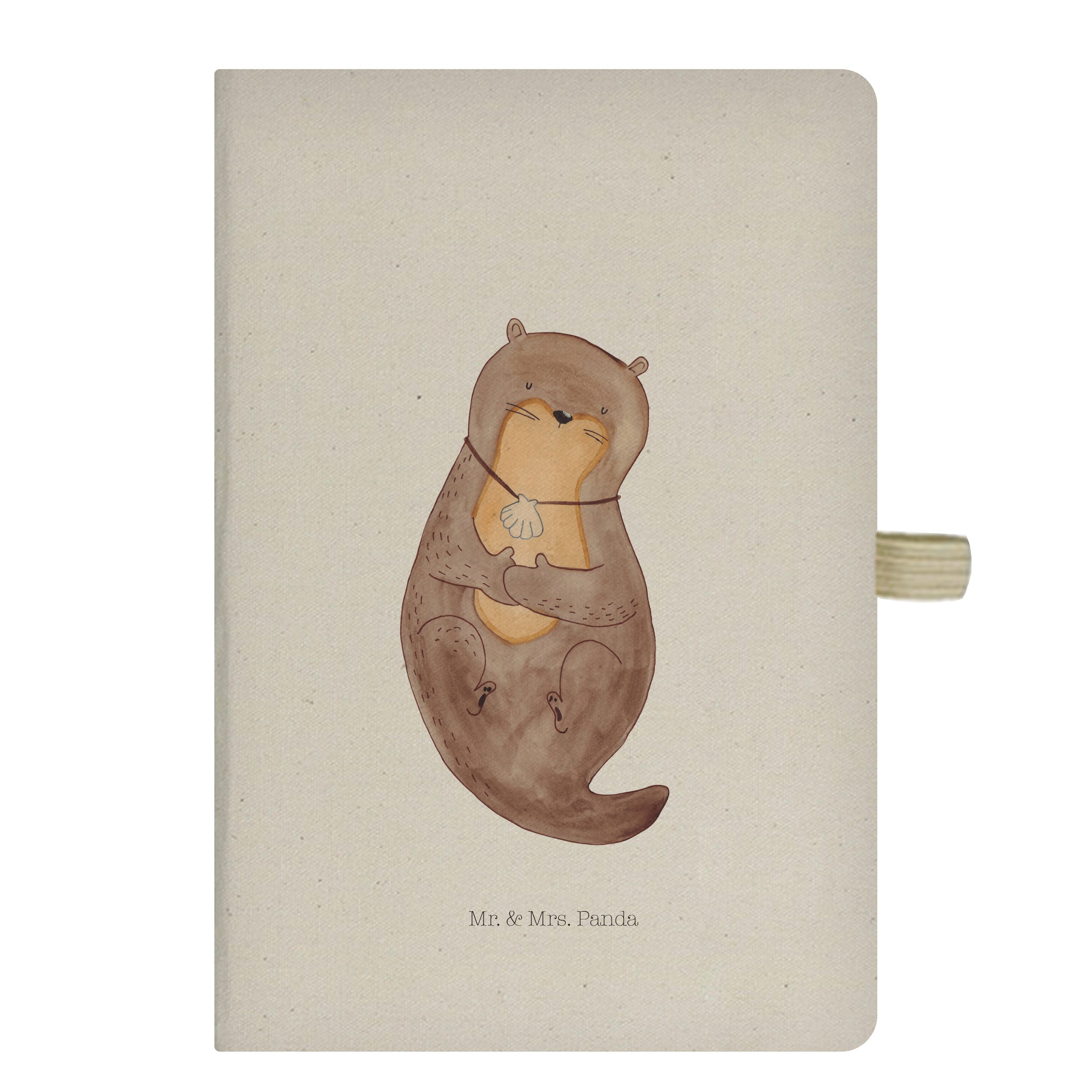 Mr. & Mrs. Panda Notizbuch Otter mit Muschelmedaillon - Transparent - Geschenk, Schreibheft, nie