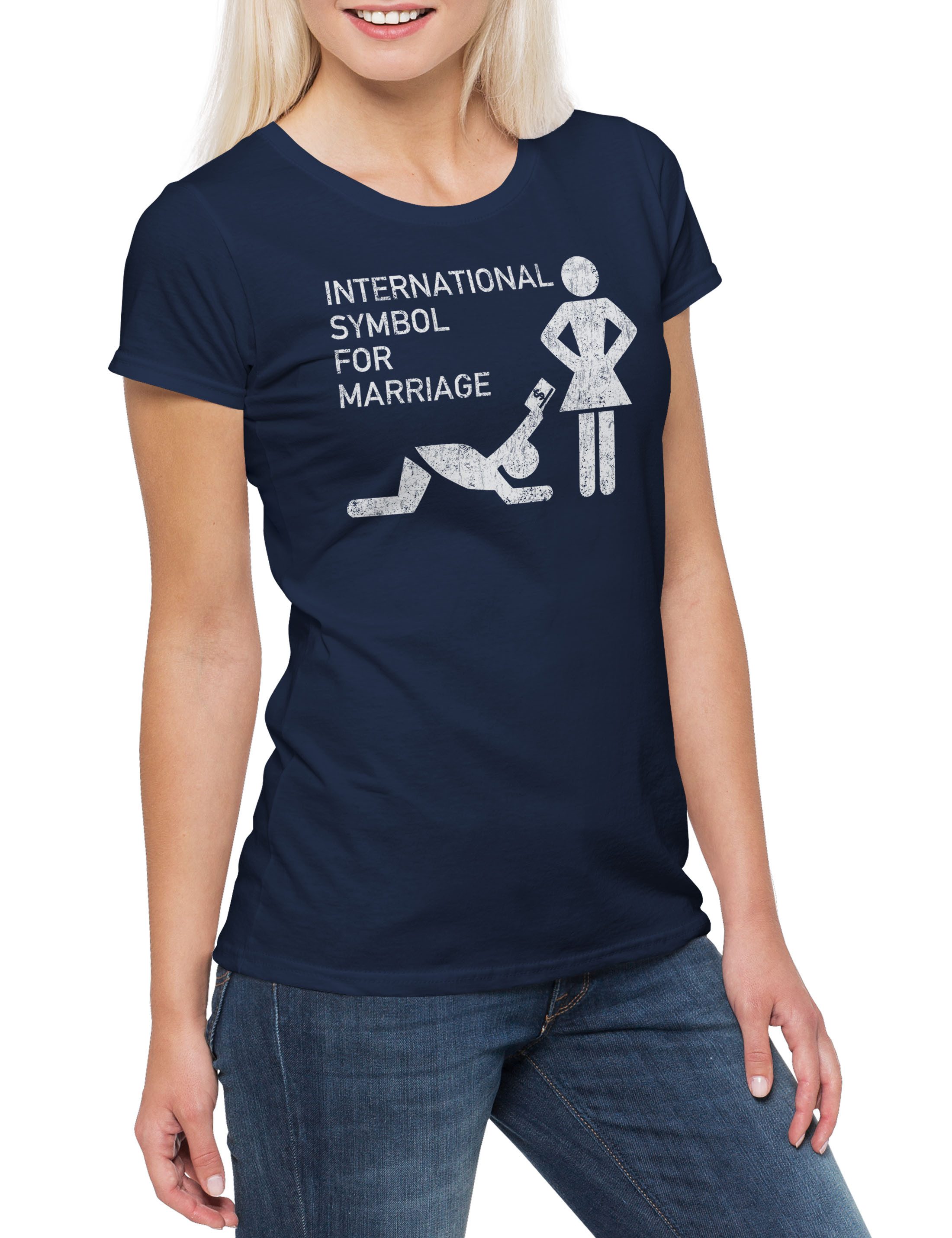 Print-Shirt Marriage Symbol Damen T-Shirt Brautpaar Hochzeit Wedding Heirat Just