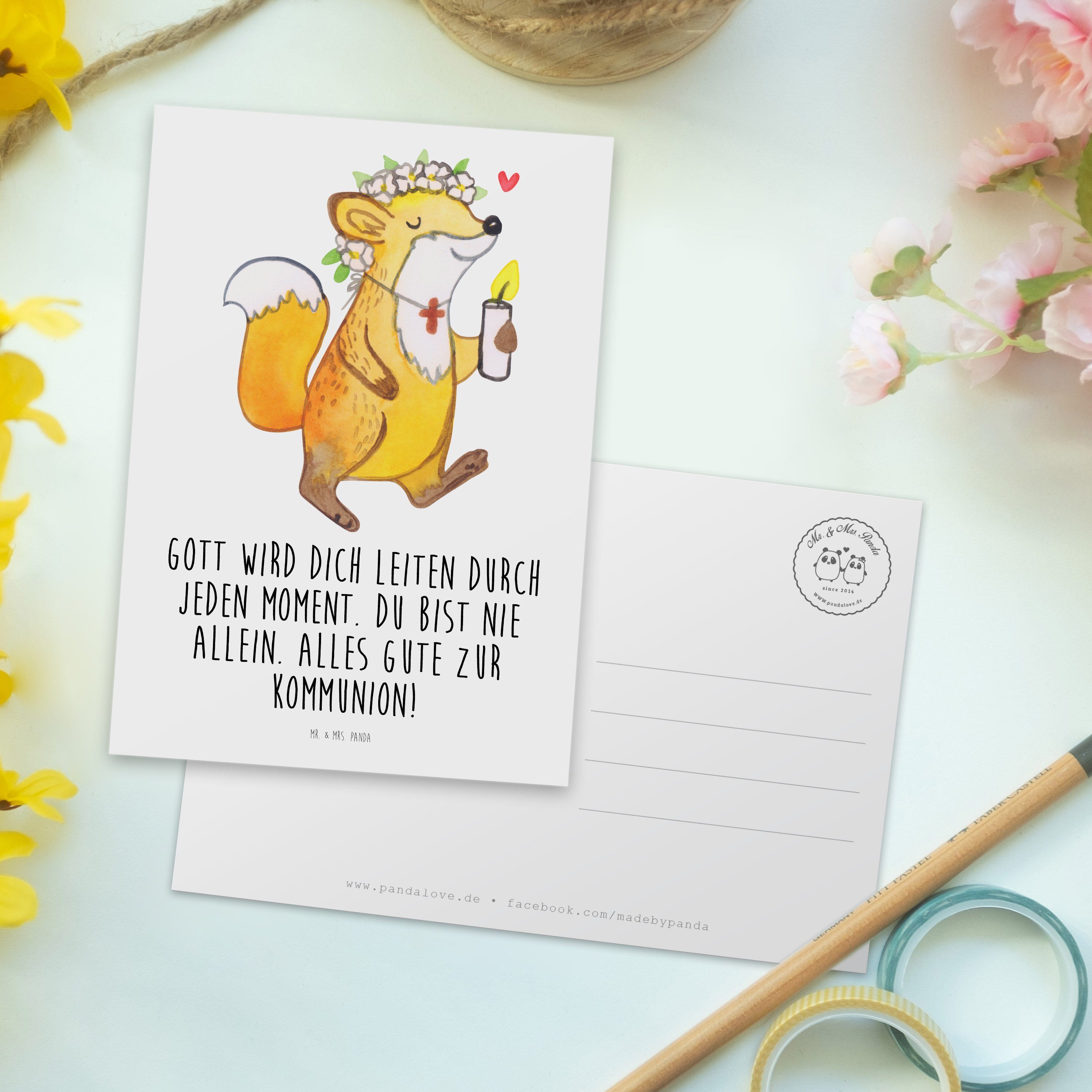Mr. & Mrs. Panda Postkarte - Fuchs Einladungskarte, Weiß Jugendwei Geschenk, Mädchen - Kommunion
