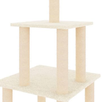 vidaXL Kratzbaum Kratzbaum mit Sisal-Kratzsäulen Creme 111 cm Katze Spielplatz Beschäft