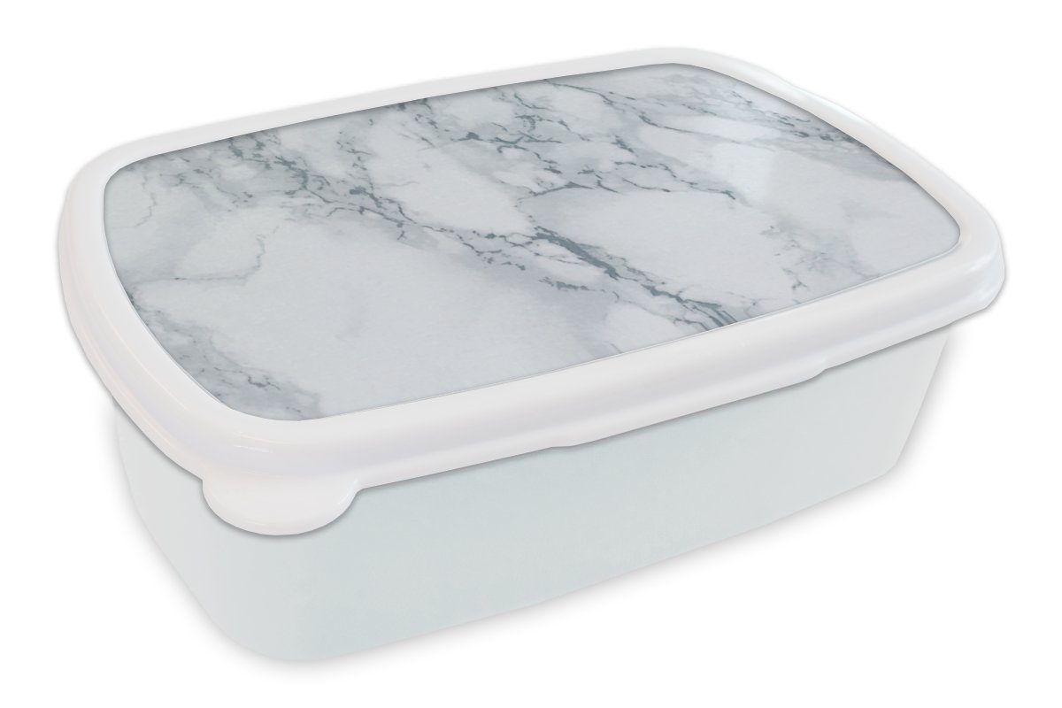 MuchoWow Lunchbox Marmor - Muster - Gus - Weiß - Marmoroptik - Luxus, Kunststoff, (2-tlg), Brotbox für Kinder und Erwachsene, Brotdose, für Jungs und Mädchen