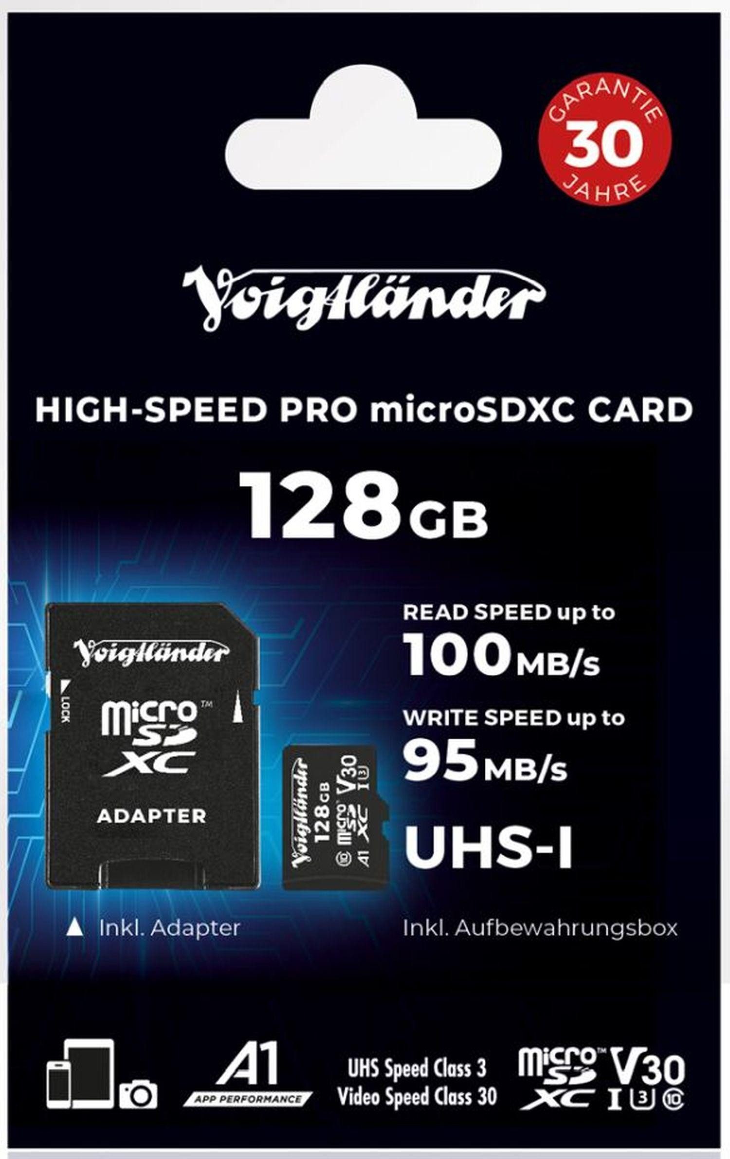 Voigtländer 128GB microSDXC Prof. High-Speed UHS-I Speicherkarte