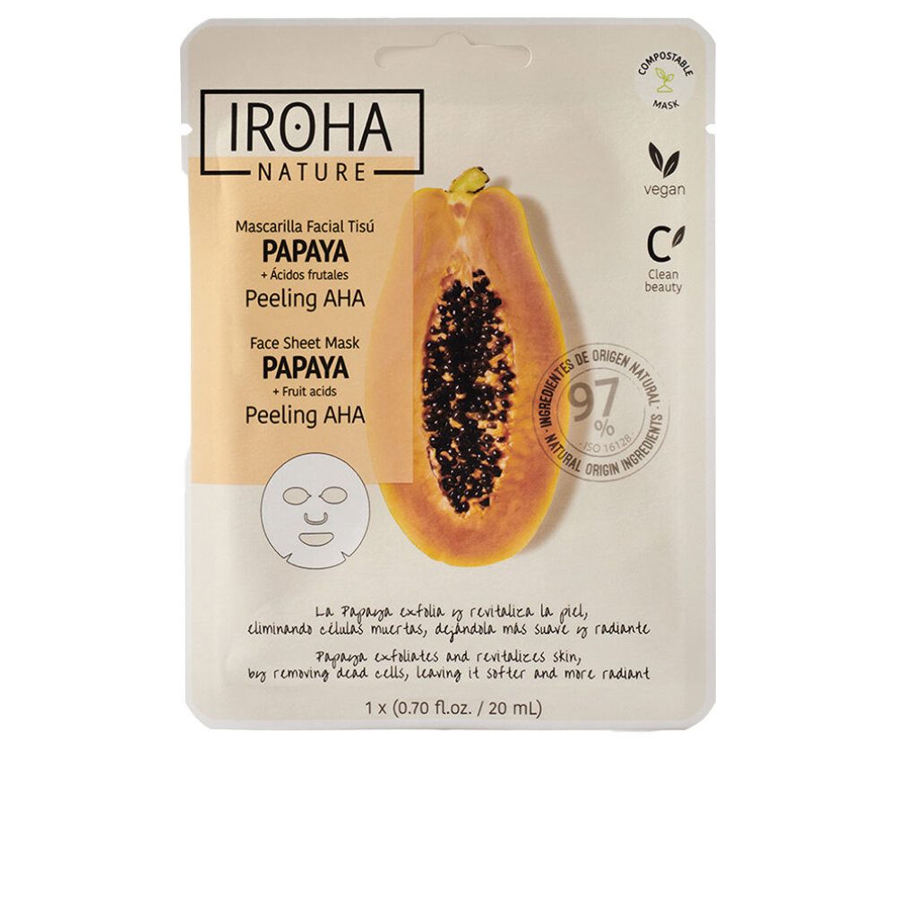 Iroha Gesichtsmaske PAPAYA PEELING AHA Gewebe Gesichtsmaske 1 u
