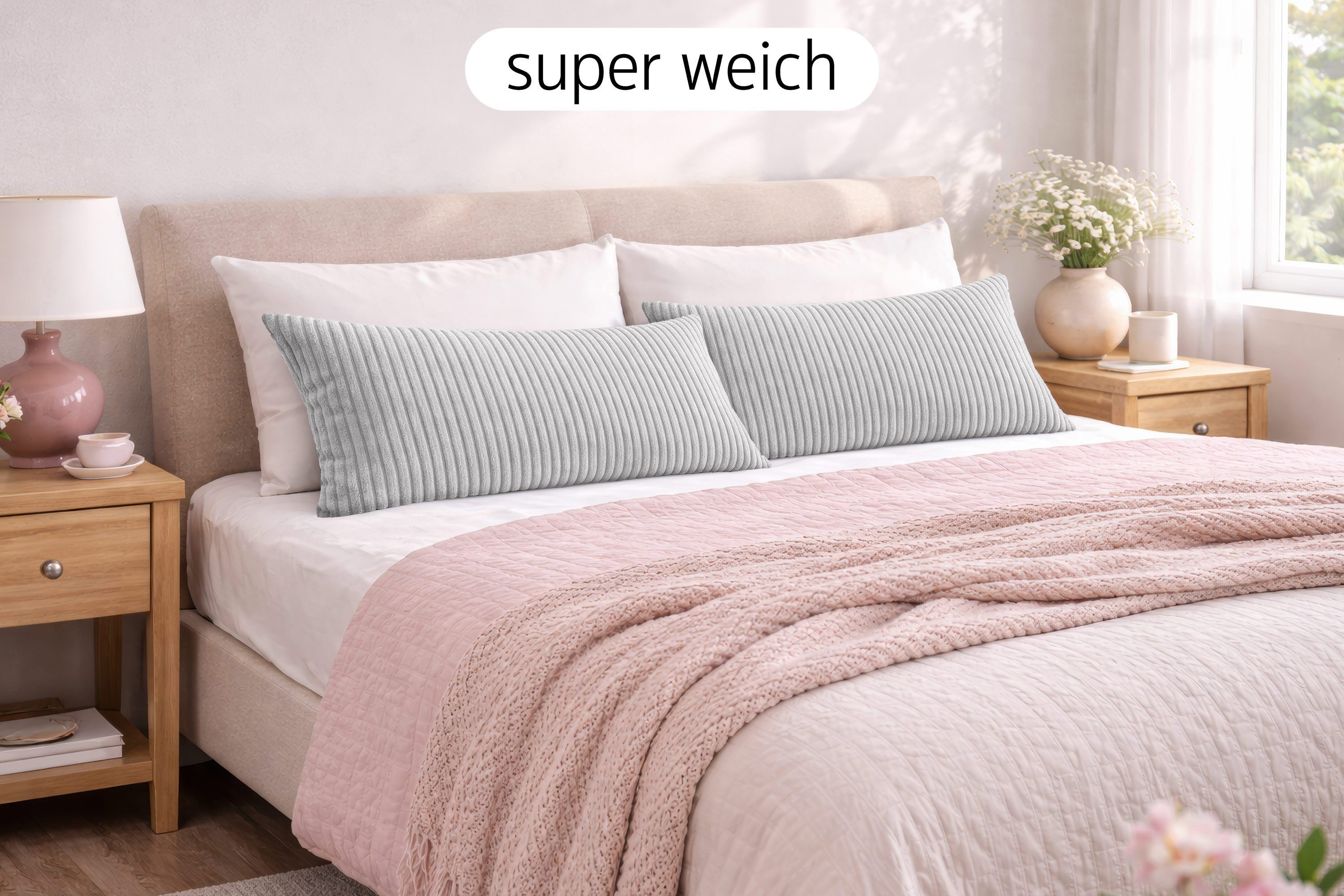Amilian Dekokissen 40x80 cm mit Füllung - Sofakissen; Zierkissen - Couchkissen, 1 Stück - weich, formstabil, pflegeleicht und waschbar