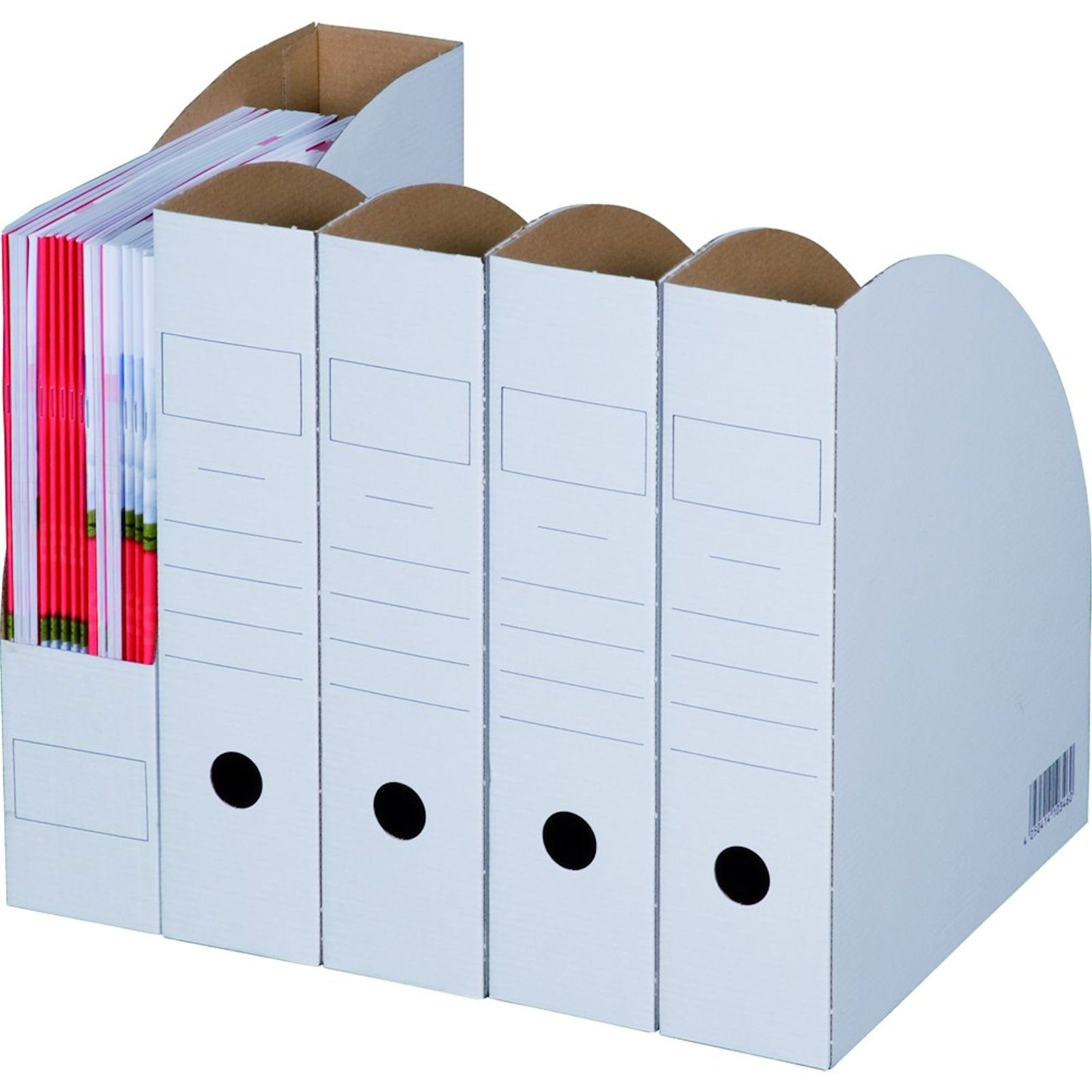 Smartbox Pro Archivcontainer (Spar-Set, 20 St., 20er-Set), Stehsammler aus Pappe Stehordner Heftsammler Weiß Breite 7,5cm