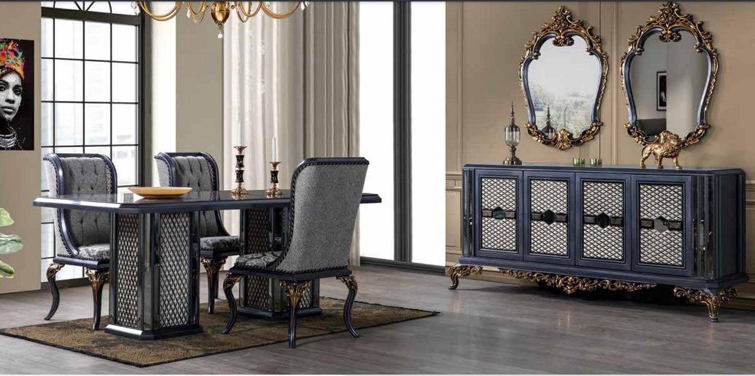 JVmoebel Esszimmer-Set Esszimmer Tisch Esstisch 4x Spiegel) 4x Garnitur Stühle (Esstisch + Tische, Ohne + Stuhl Anrichte