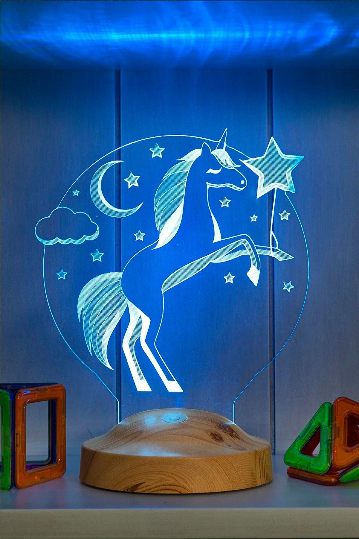 Geschenkelampe LED Nachttischlampe Einhorn 3D Nachtlicht Kinderzimmer Deko günstig online kaufen