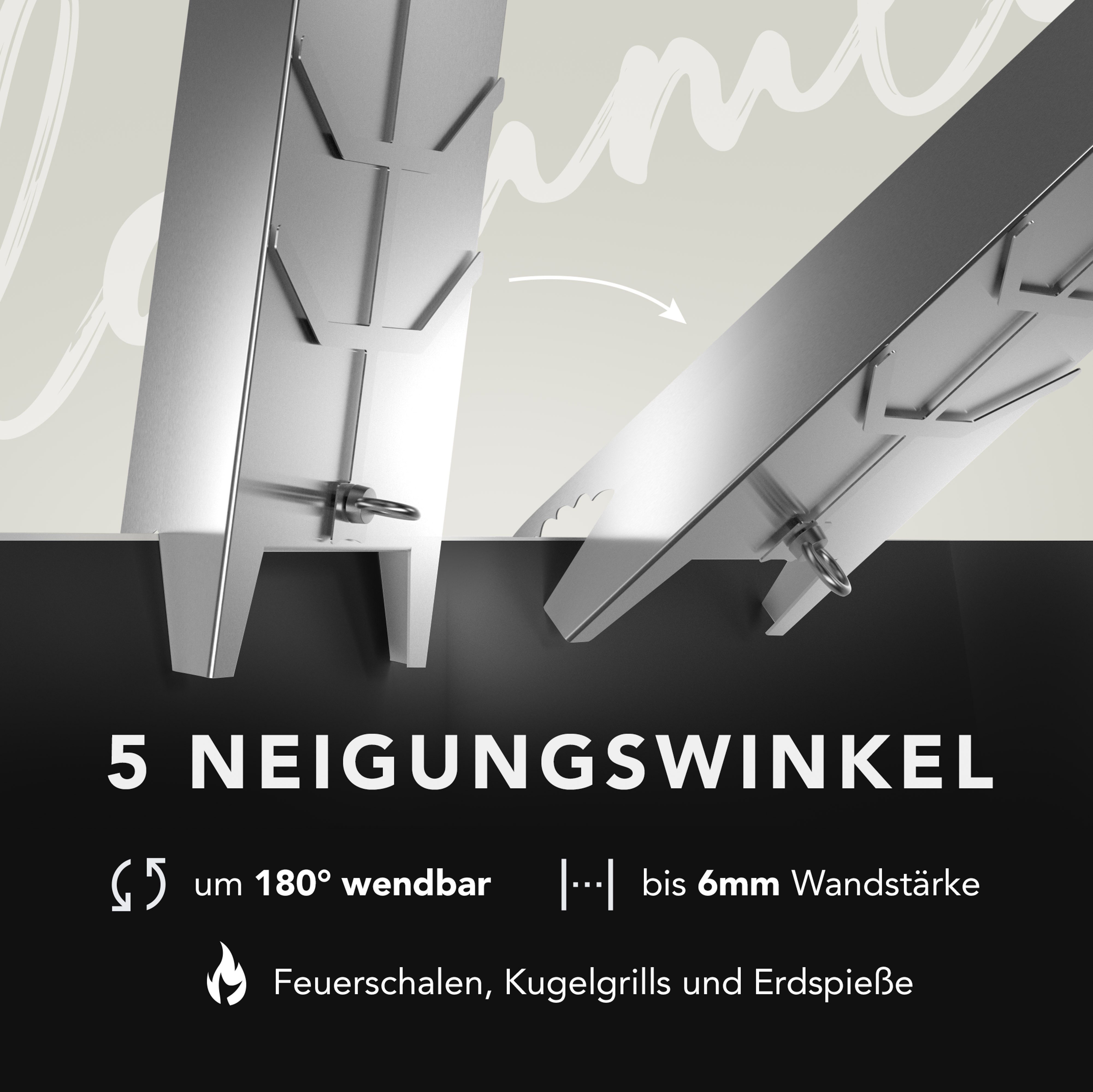 NewHabitat Grillerweiterung Flammlachsbrett Edelstahl 59cm I Extra langer Flammlachshalter (Komplettset, 1-St., 100% Edelstahl), Spülmaschinenfest