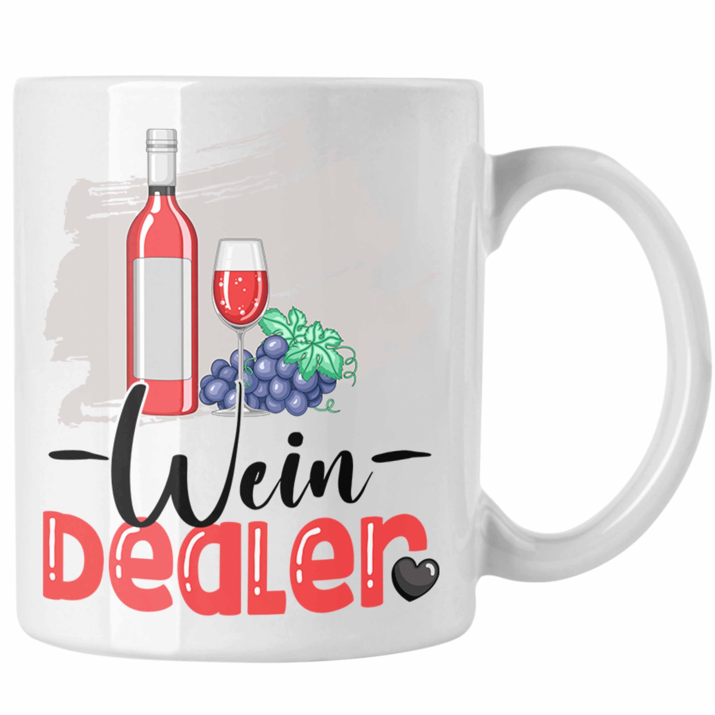 Trendation Tasse Wein Dealer Tasse Geschenk für Weinverkäufer Geburtstag Spruch Geschen Weiss