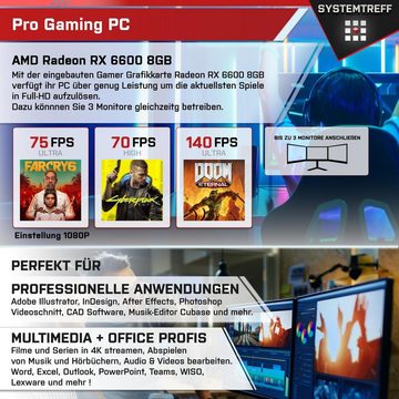 SYSTEMTREFF Basic Gaming-PC-Komplettsystem (24", AMD Ryzen 7 5800X, Radeon RX 6600, 32 GB RAM, 1000 GB SSD, Windows 11, WLAN)