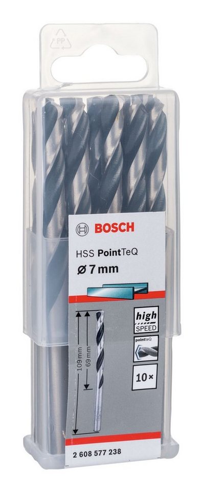 Thumbnail - BOSCH Metallbohrer, (10 Stück), HSS PointTeQ (DIN 338) Metallspiralbohrer - 7 mm - 10er-Pack