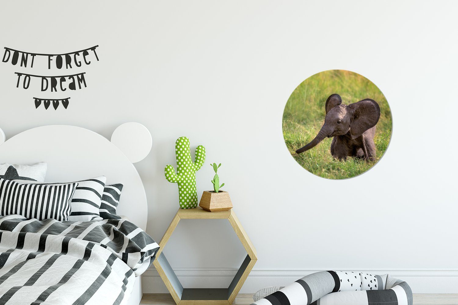 Tapetenaufkleber, für Kinderzimmer, Kalb (1 Rund, - Tapetenkreis MuchoWow Baby St), - Wohnzimmer Wandsticker Elefant