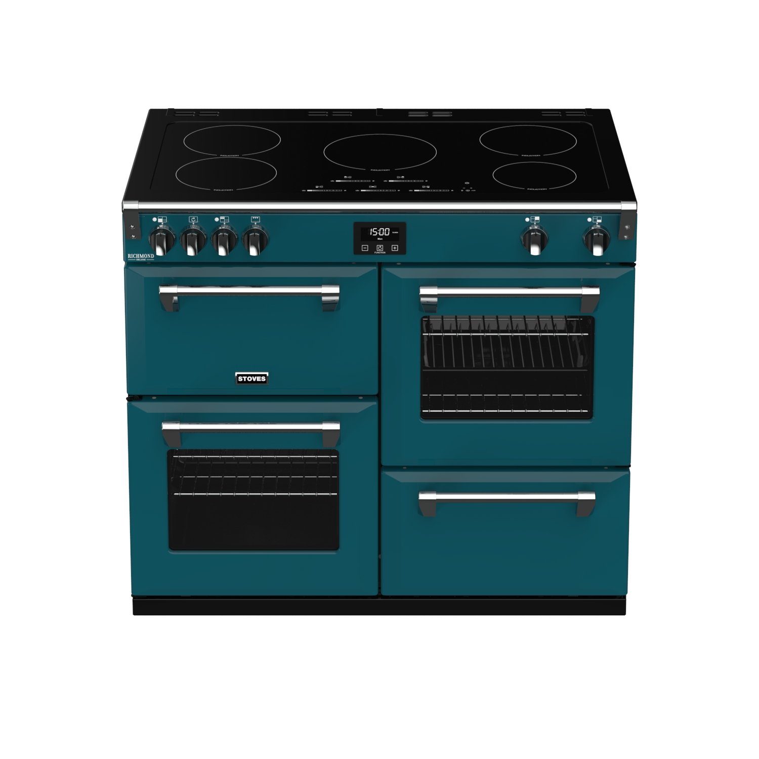 STOVES Induktions-Standherd STOVES RICHMOND INDUKTION S1000 CB Kingfisher EI Deluxe Teal/Chrom