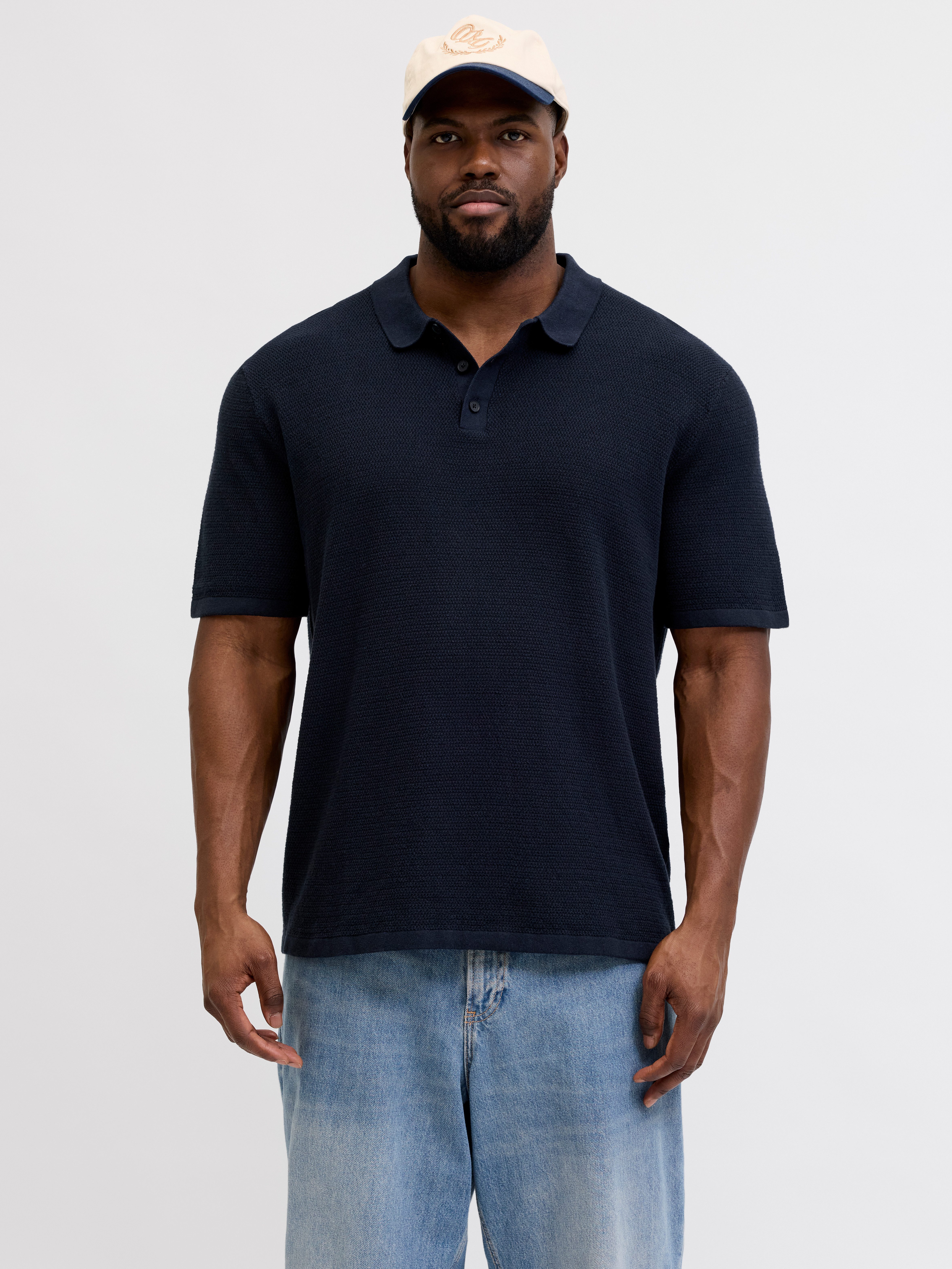 Jack & Jones PlusSize Polokragenpullover JJEGEORGE KNIT POLO SS SN PLS mit Polokragen