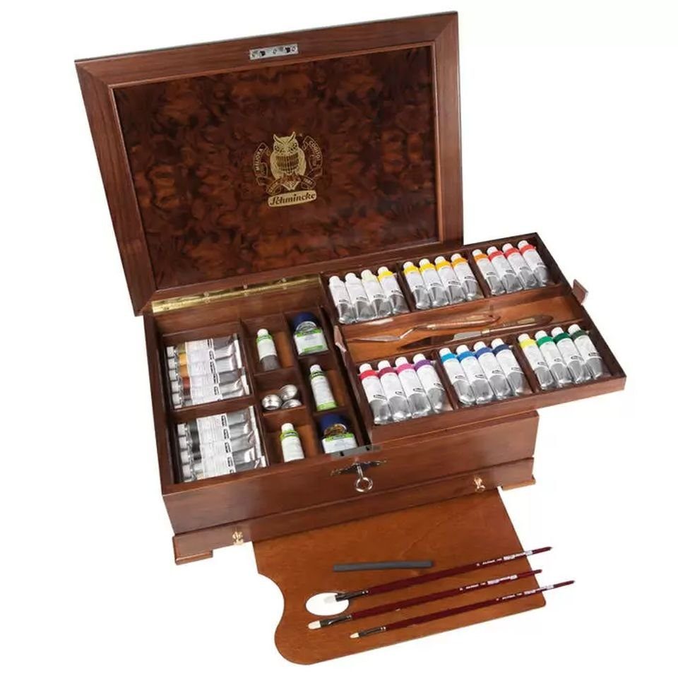 Schmincke Kreativset Schmincke Edelholztruhe MUSSINI-Ölfarben, 36 Tuben 35 ml & Zubehör, (36-tlg)