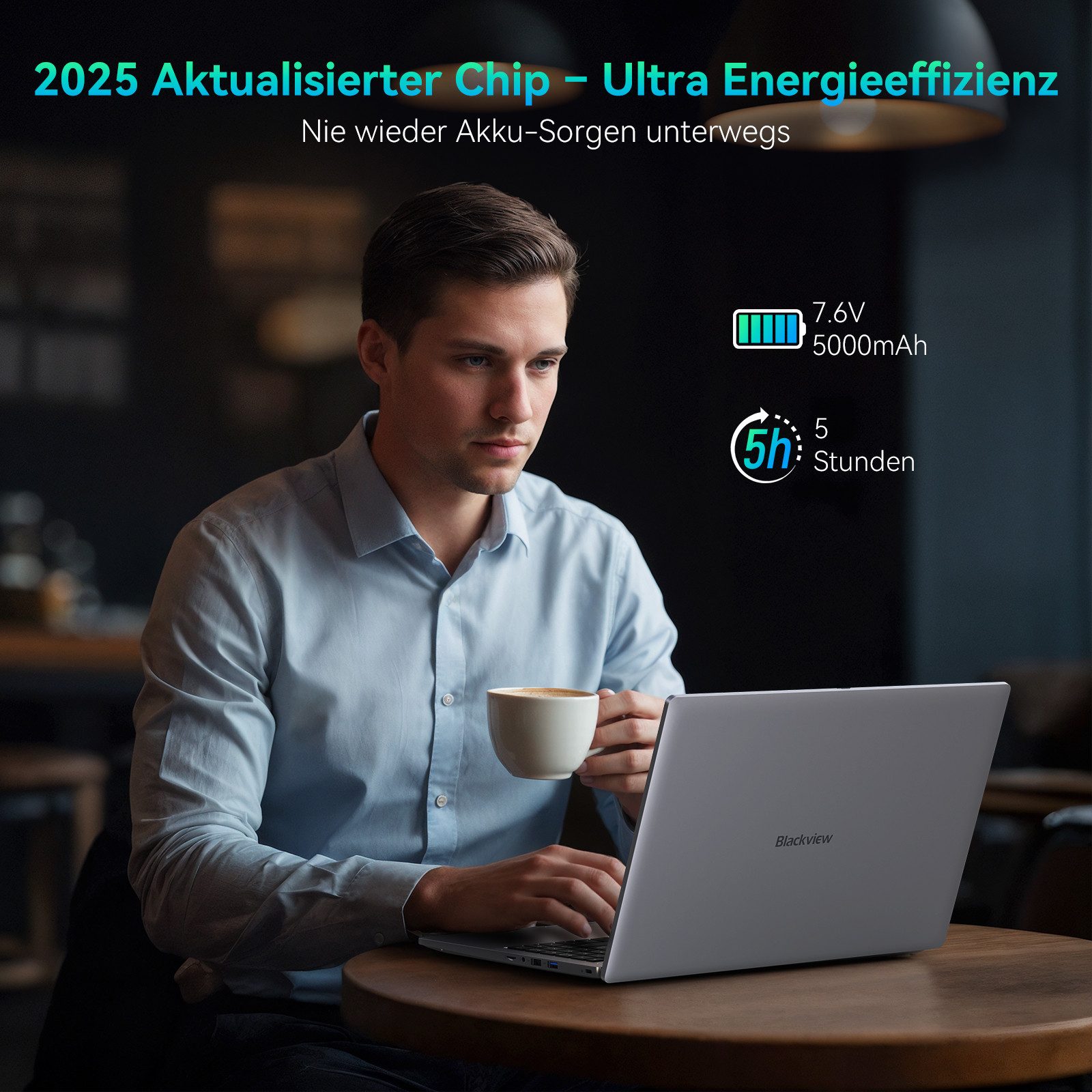 blackview 15,6 -Zoll FHD Laptop Intel N150 16GB + 512GB Windows11 Notebook (Intel N150 Intel Twin Lake N150, 16 GB, 512 GB SSD, 180° Drehung/Low Blue Light-Zertifizierung/Deutsche Tastaturaufkleber)