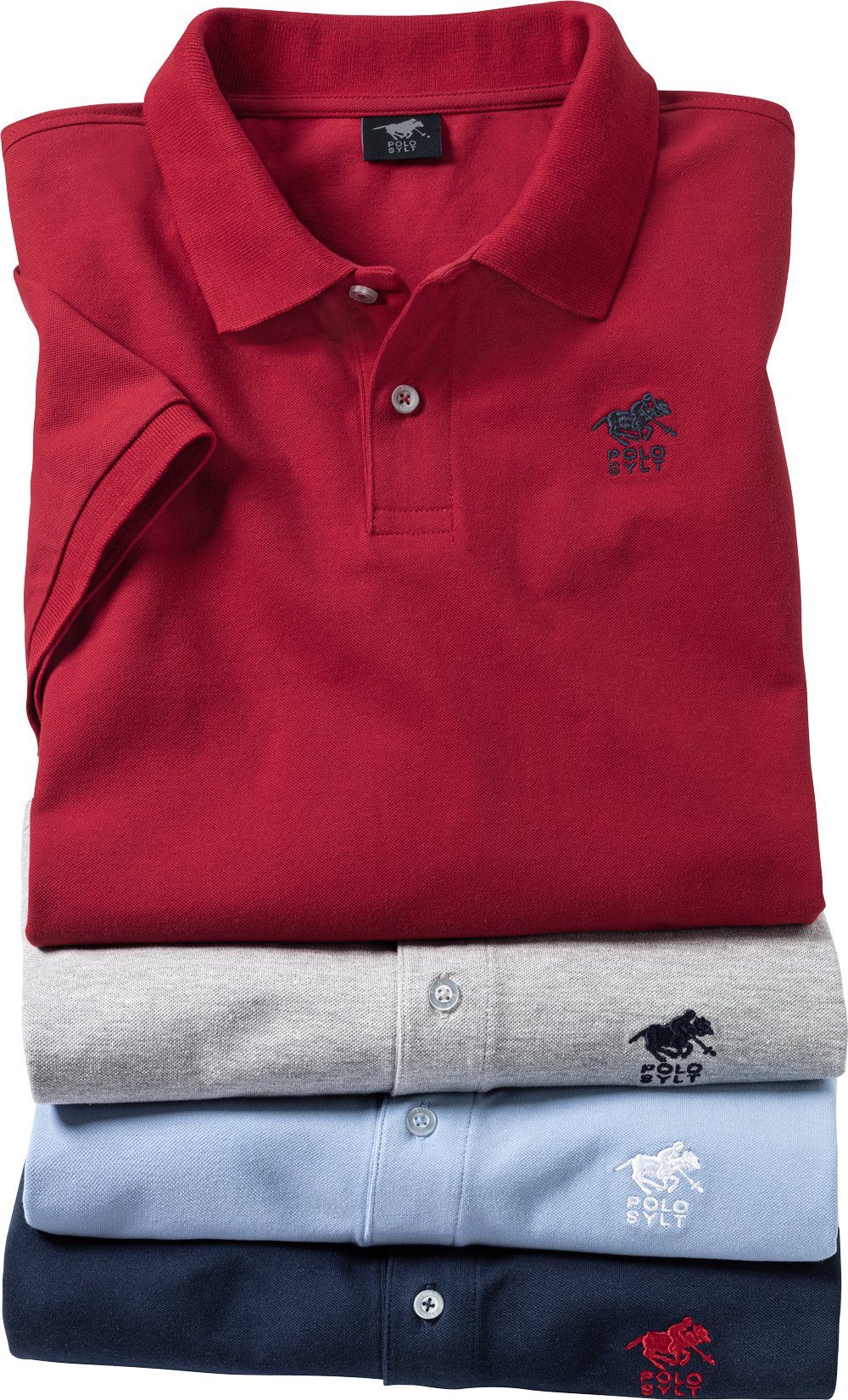 in elegant-sportive Sylt rot Polo Poloshirt Optik Trendfarben leuchtenden
