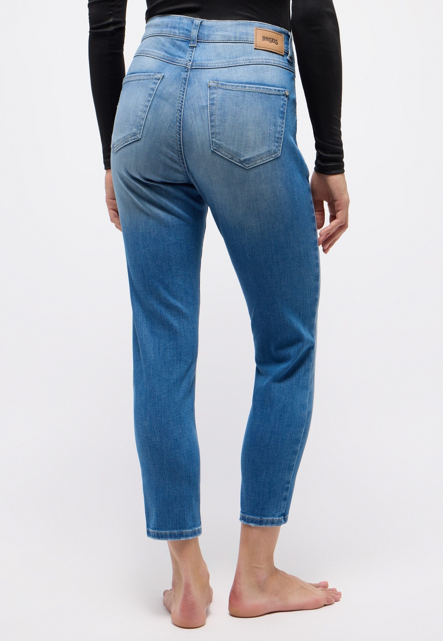 ANGELS Slim-fit-Jeans ORNELLA POCKET, light blue used destroyed