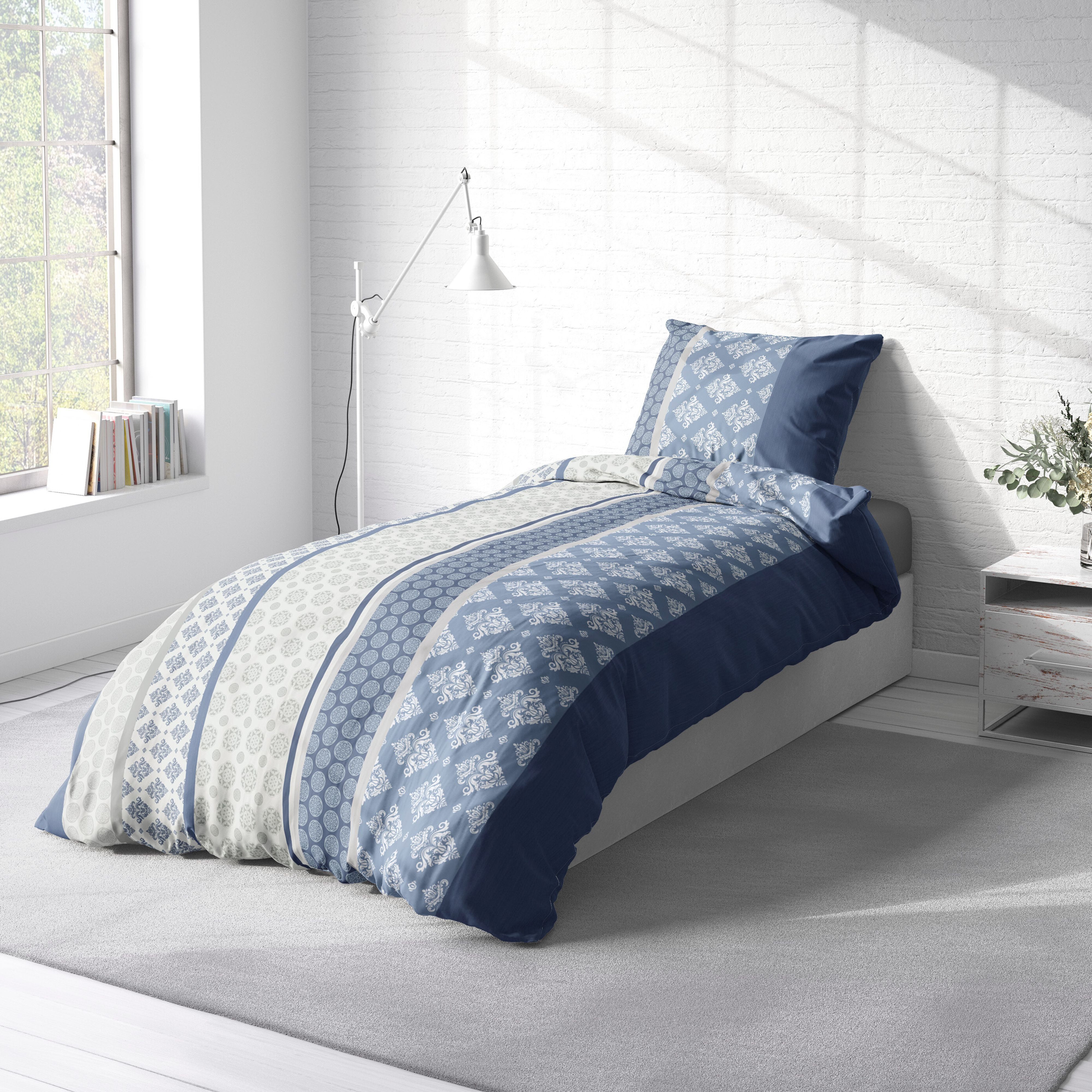 One Home Bettwäsche Ornamente Winter, Biber, 2 teilig, Paisley Retro Design, kuschelig warme weiche Baumwolle Flanell