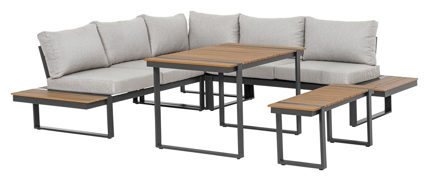 Gartenlounge-Set SVEN, Bizzotto (Set) 240 cm, Aluminium, B Schwarz,