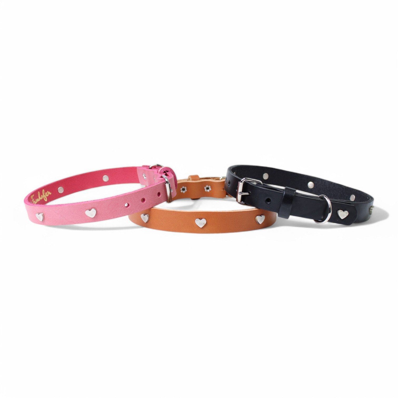 FRONHOFER Hunde-Halsband 19336, Ökoleder, Material: Vollrindleder, Stil: süßes Halsband mit Herzchen