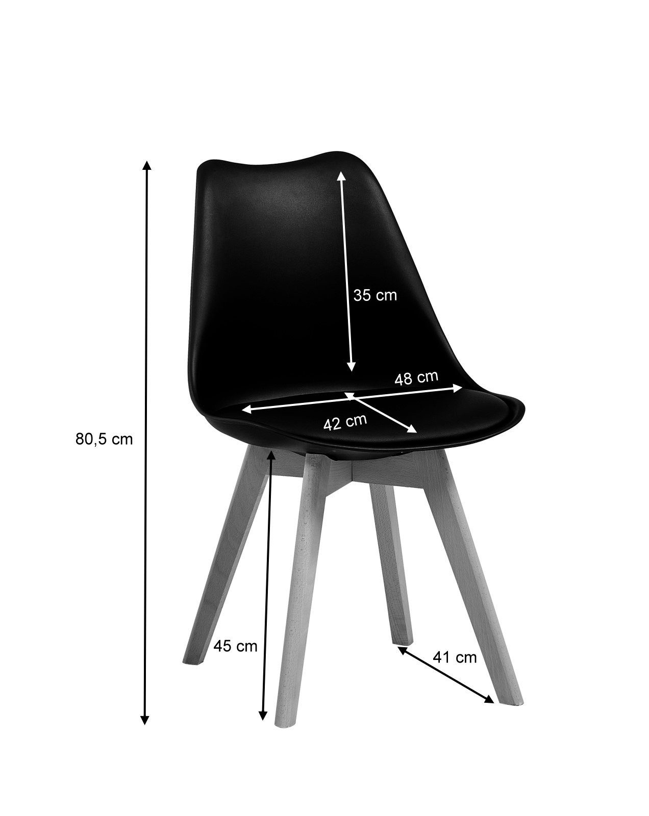 Massivholzgestell Mani, Kunstleder-Sitzkissen SAM® Schalenstuhl integriertem und mit