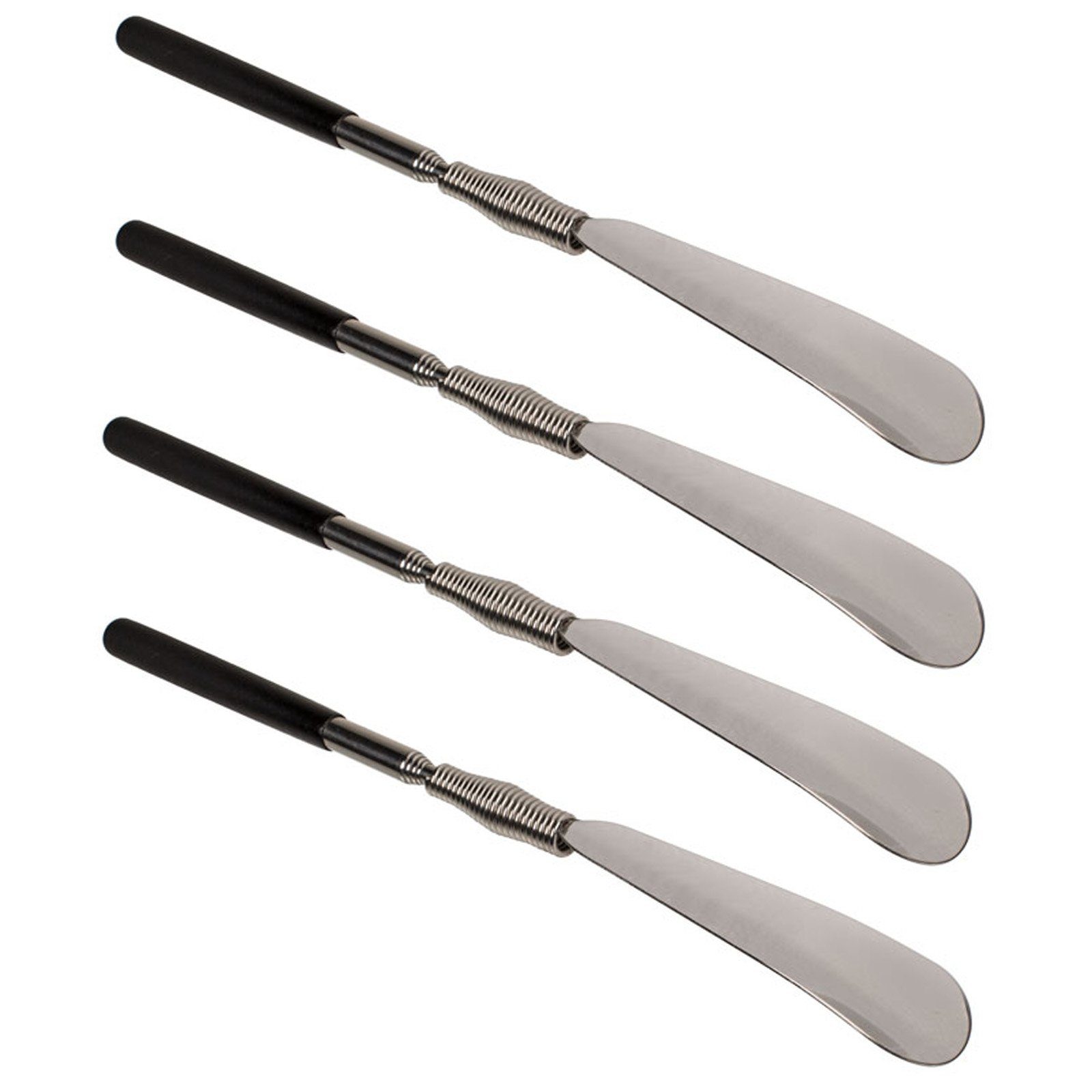 HAC24 Schuhlöffel Teleskop Schuhanzieher Schuhlöffel Schuhanziehhilfe Schuh Anziehhilfe (Set, 4-tlg), Ausziehbar, 31-79 cm, Schwarz