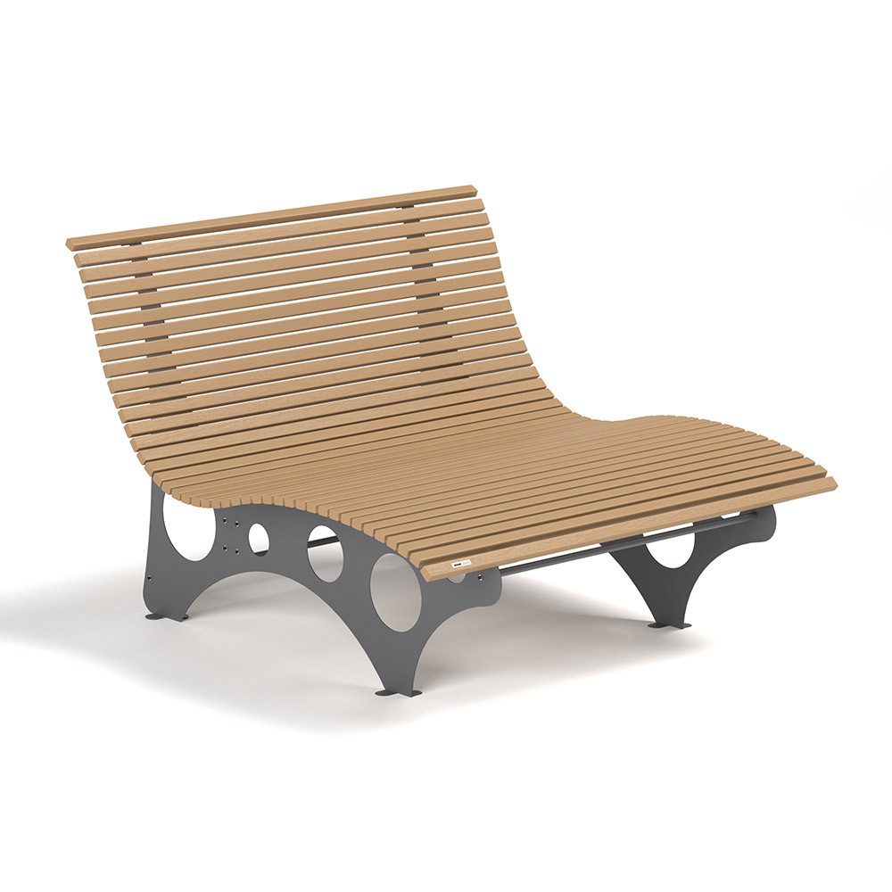 HOME DELUXE Doppelliege WPC Wellenliege NIRA - 50,5 /105 x 148 x 152 cm, 50,5 /105 x 148 x 152 cm - ergonomisch geformt, Gartenliege, Waldsofa