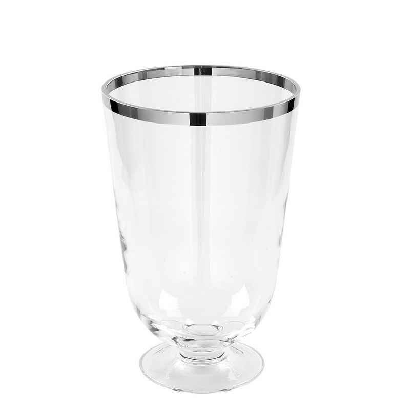 Fink Windlicht Windlicht ROYAL - klar - Glas - H.30cm x Ø 20cm, Handbemalte Platinumauflage - mundgeblasen