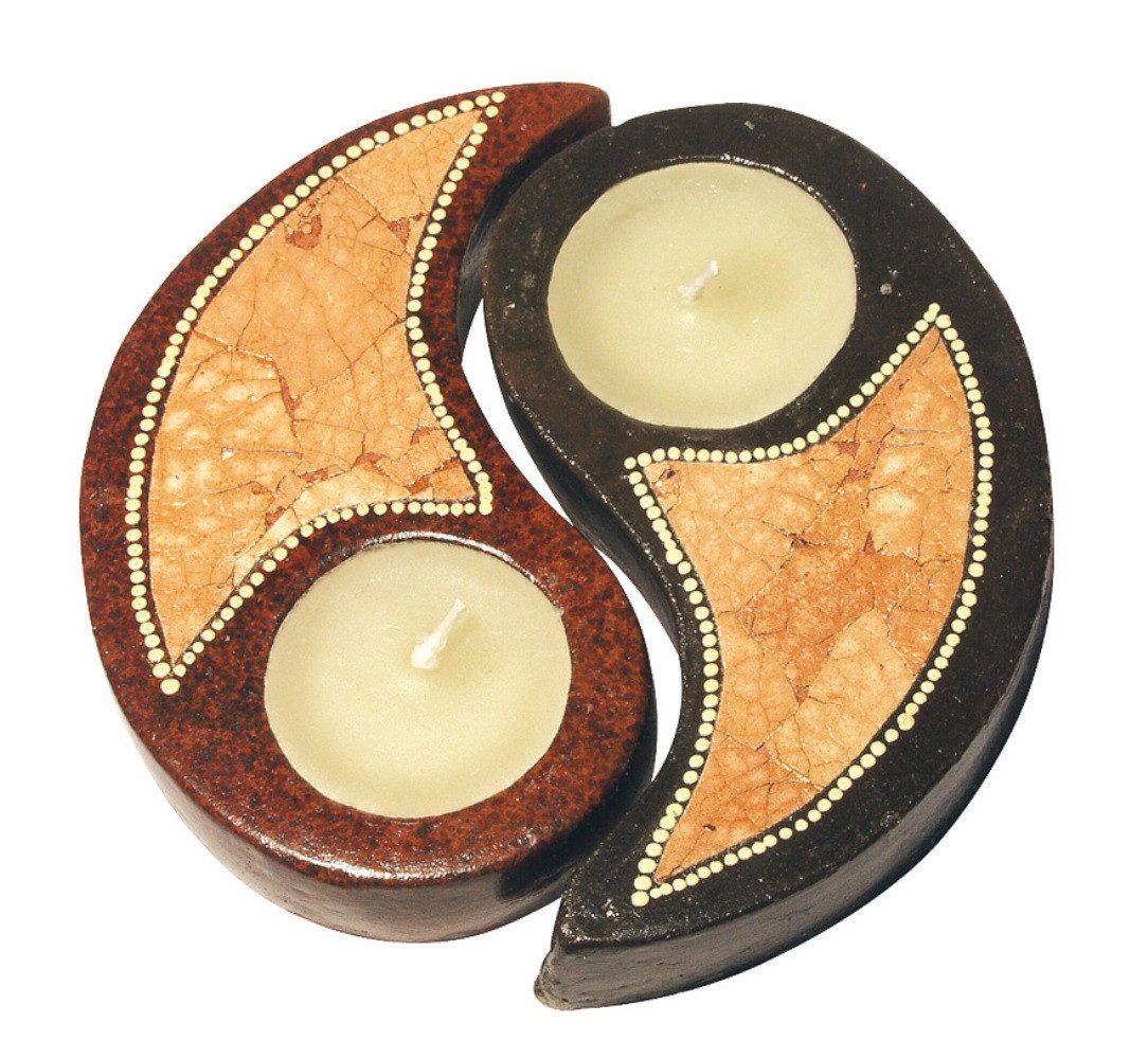 Saraswati Teelichthalter Teelichthalter "YinYang" Terracotta braun 15cm