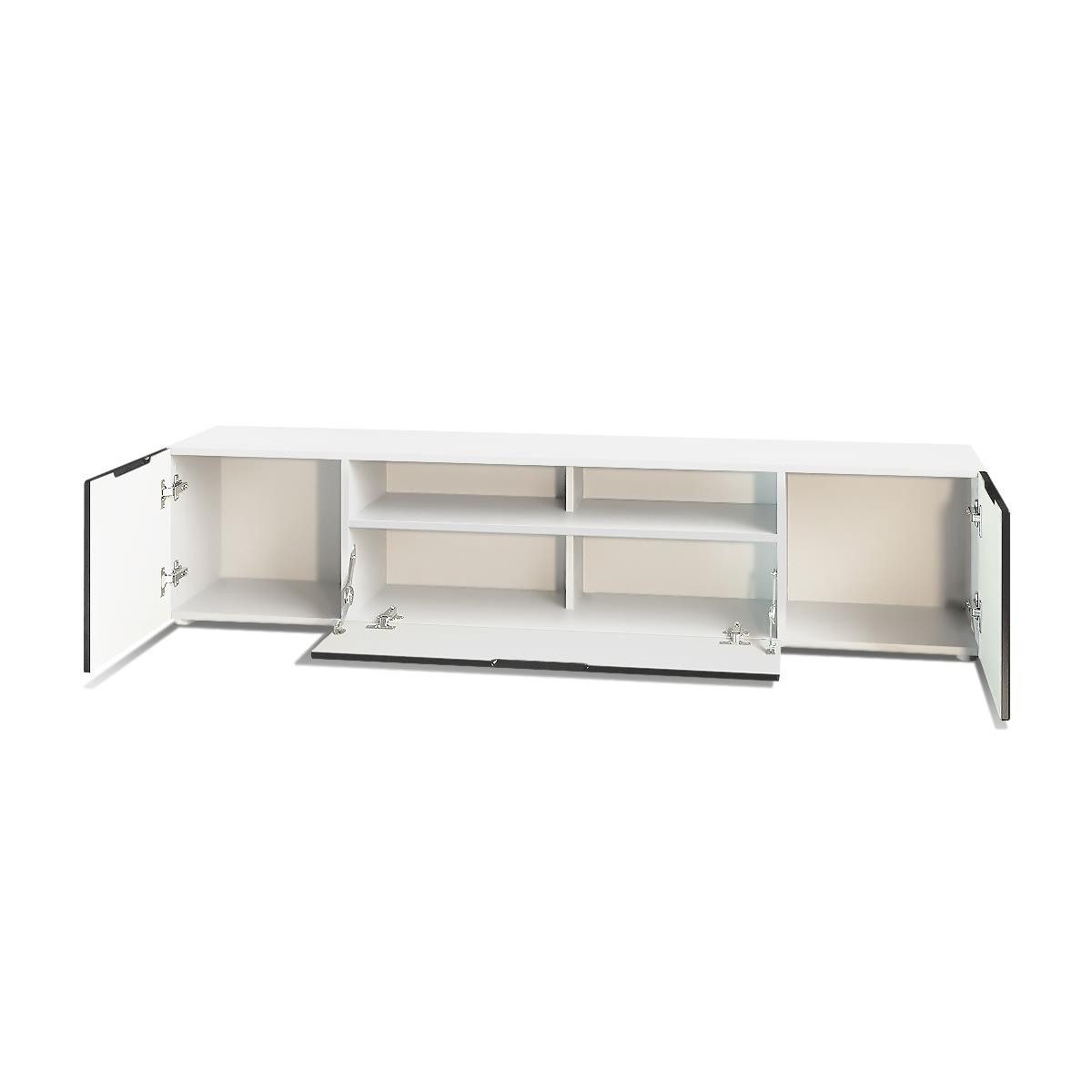 Möbelhandel Klipenstein Lowboard Rom, TV Kommode Fernsehtisch 181 cm, Landhausstil, Weiß matt