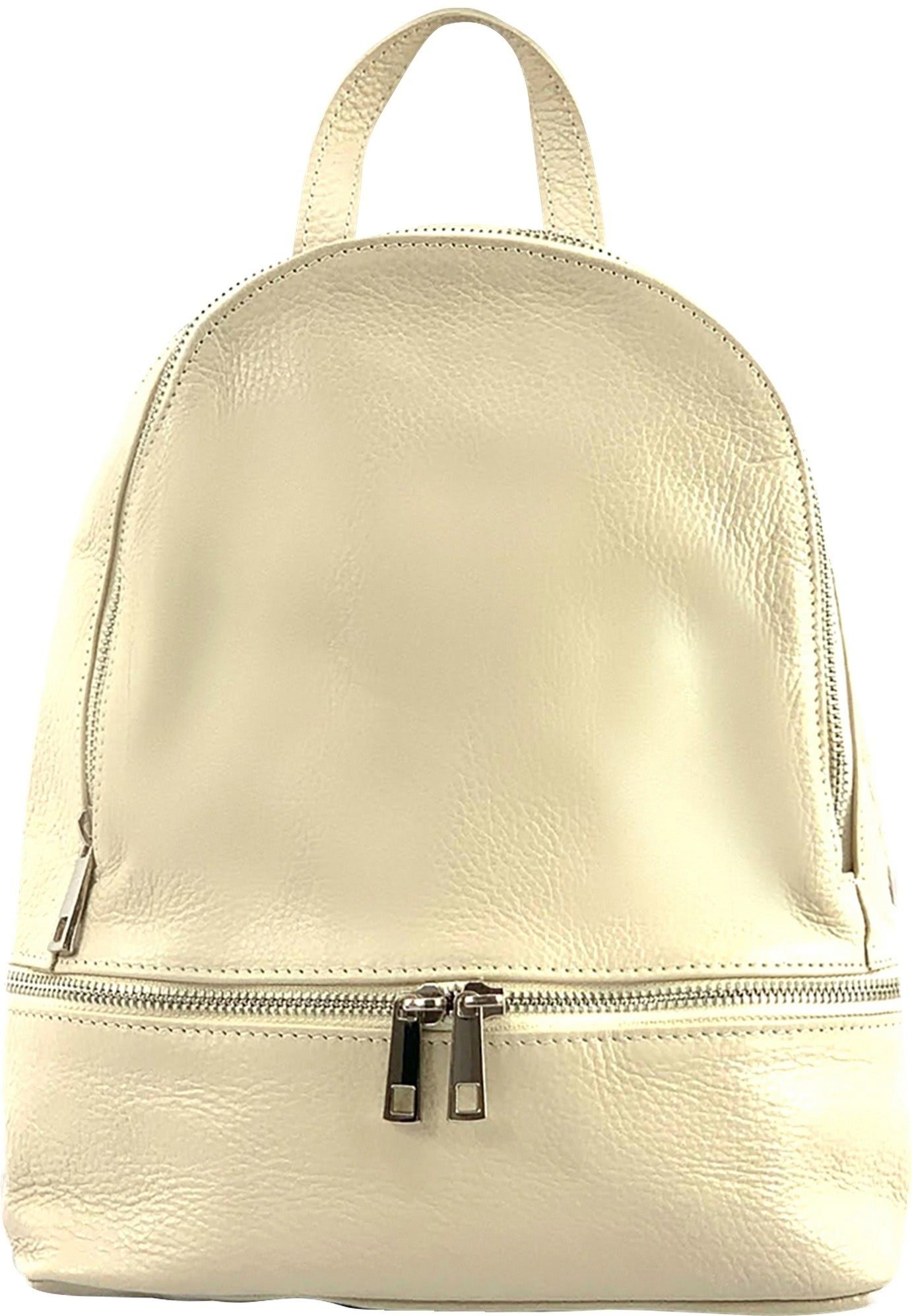 FLORENCE Cityrucksack Florence Rucksack Damen Echtleder (Cityrucksack), Damen Leder Cityrucksack, beige ca. 32cm