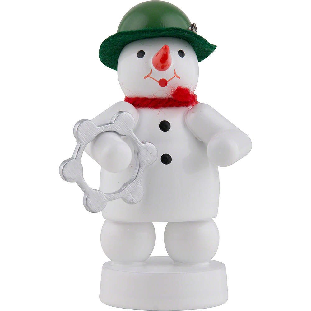 Volkskunst Zenker Dekofigur Schneemann Musikant mit Tambourin (8cm) von Zenker Volkskunst