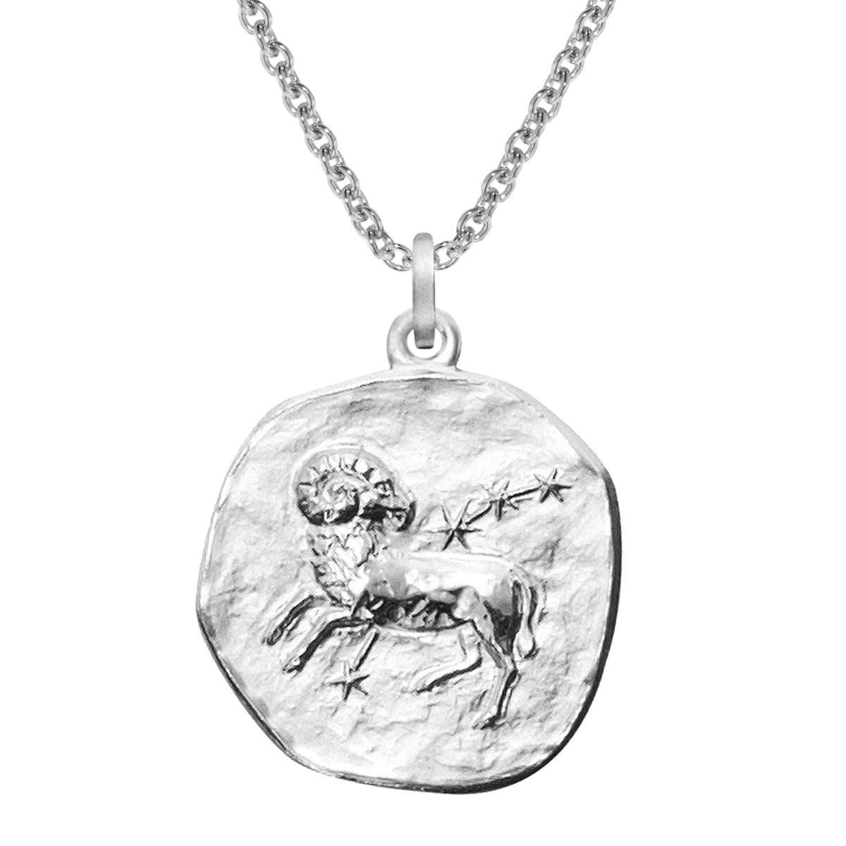 trendor Kette mit Anhänger 51610-04, Sternzeichen Widder Ø 20 mm und 925 Silber