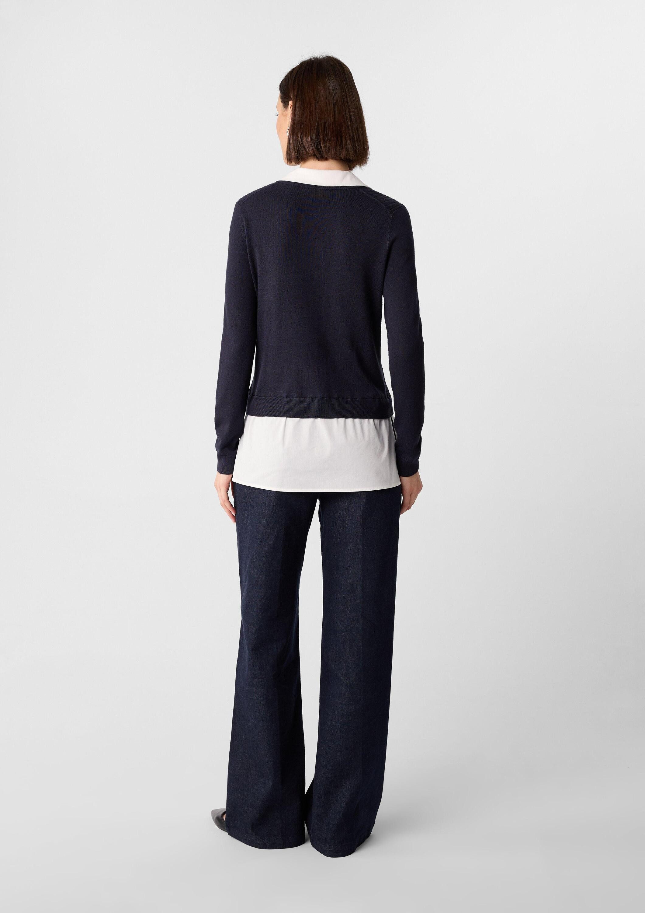 comma Longpullover Strickpullover 2-in-1-Pullover in Layering-Optik