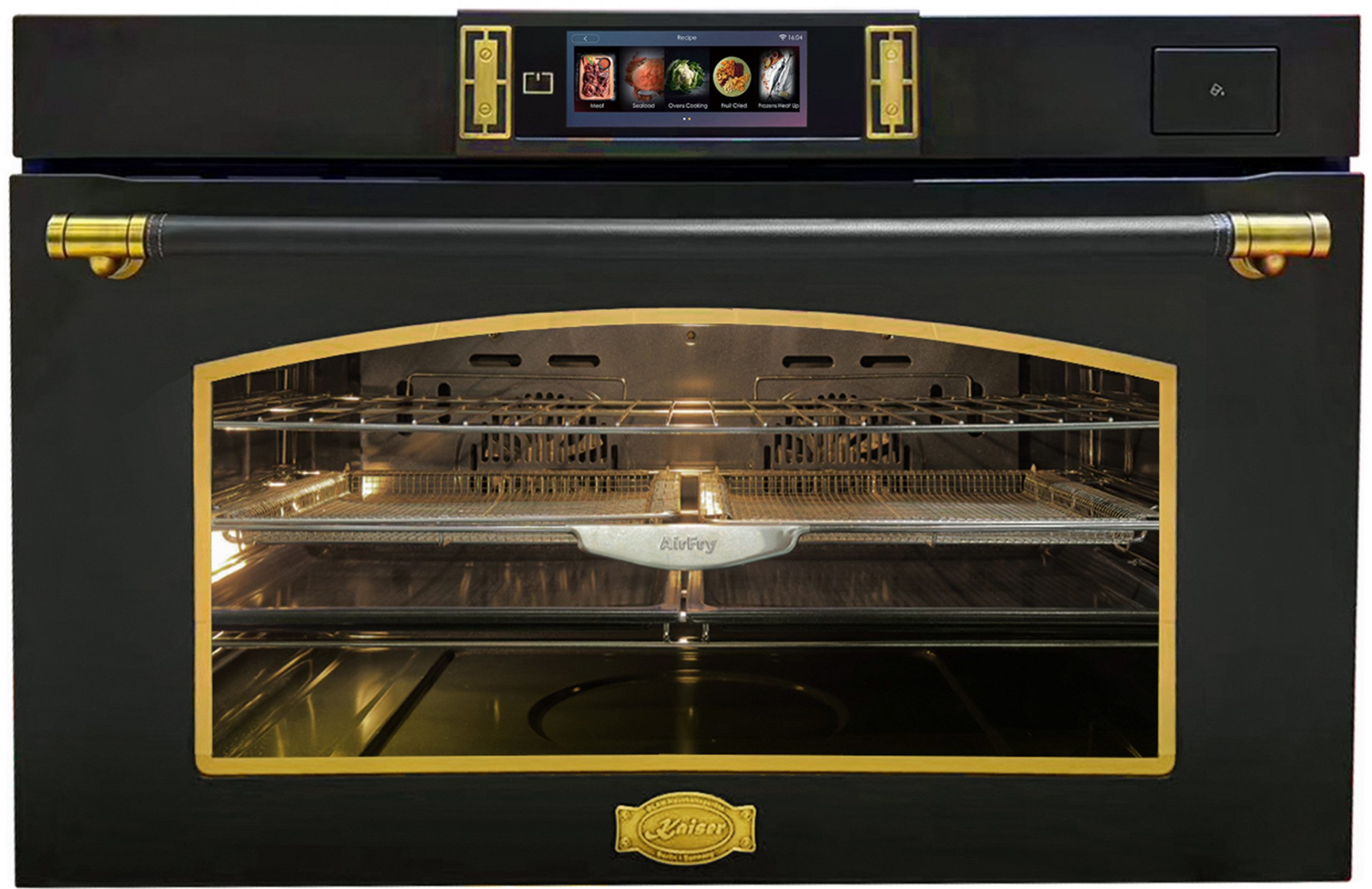 Kaiser Küchengeräte Einbaubackofen 90 cm Retro Backofen XXL Dampfbackofen 133 L, TFT FullTouch Display, 37 Programmen: 100 % Dampfgaren, Sous-Vide, Gären, Heißluft PLUS, Pizza, Grill, Multi-Cooking, Auftauen, Warmhalten und Desinfektionsprogramm EH 9361 AD, mit 1-fach-Teleskopauszug, Hydrolyse Dampfreinigung, über 50 Automatikrezepten, Memory-Funktion, Fleischthermometer
