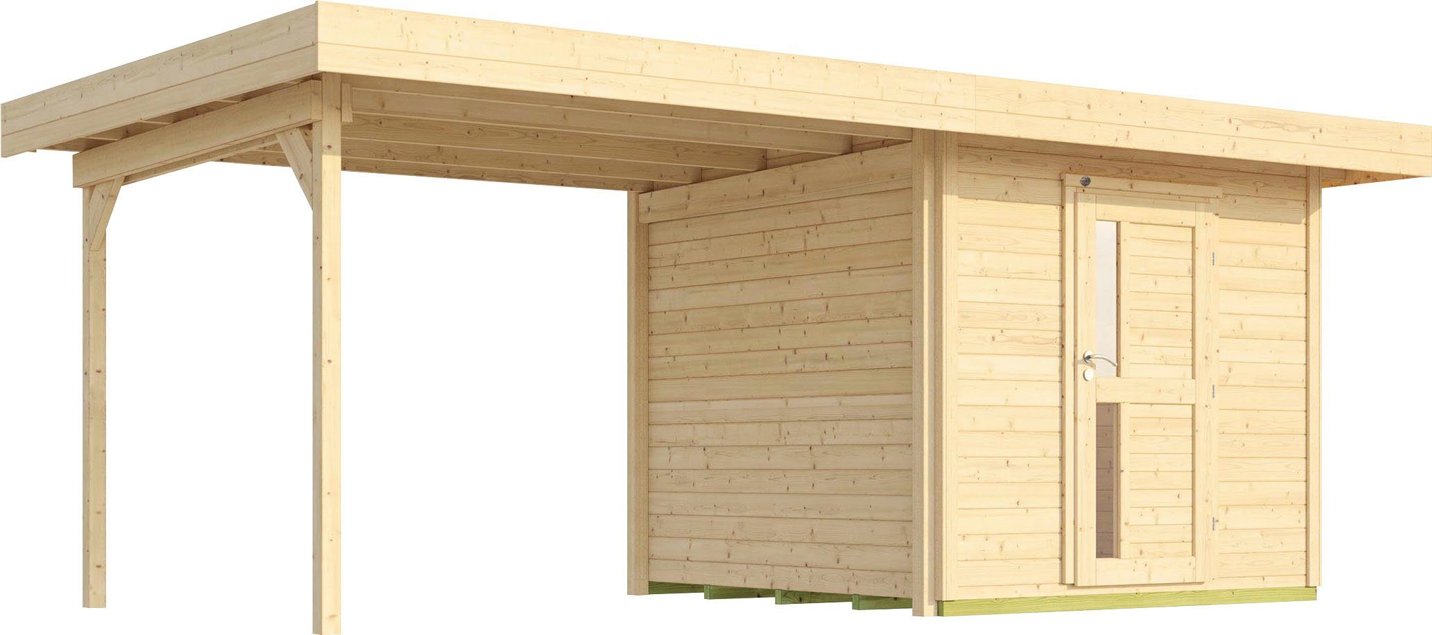 Gartenhaus 575x375 Designhaus B, (Set), cm, mit 172 Anbaudach weka BxT: