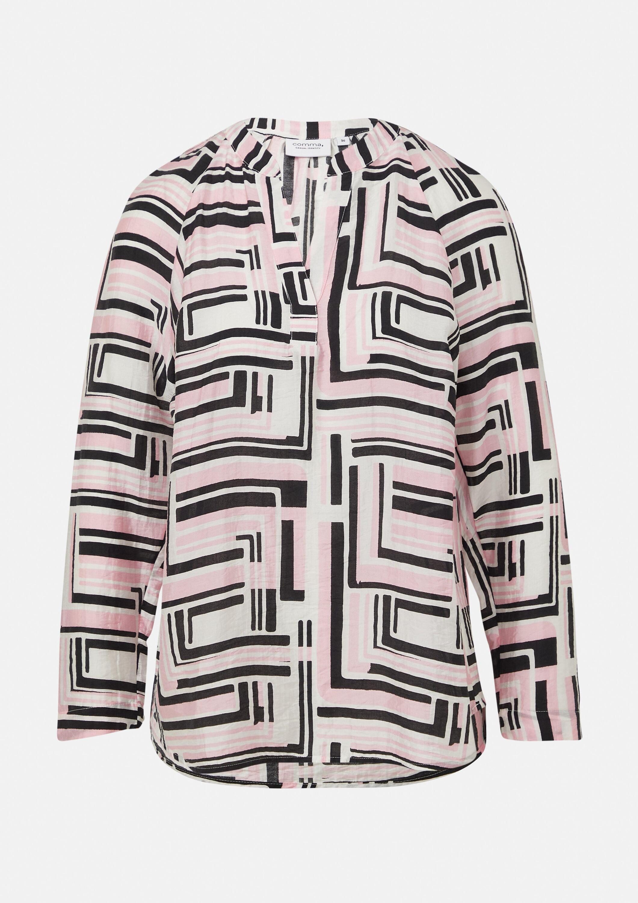 comma Langarmbluse Bluse Strukturierte Tunikabluse mit Raglan-Ärmeln